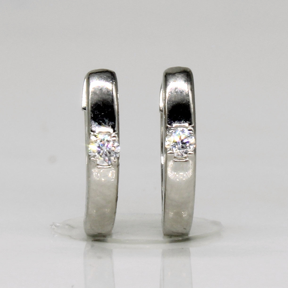 Solitaire Diamond Hoop Earrings 0.04ctw - 14K Gold Classic Stud Earrings for Women | Perfect for Weddings, Parties & Everyday Elegance