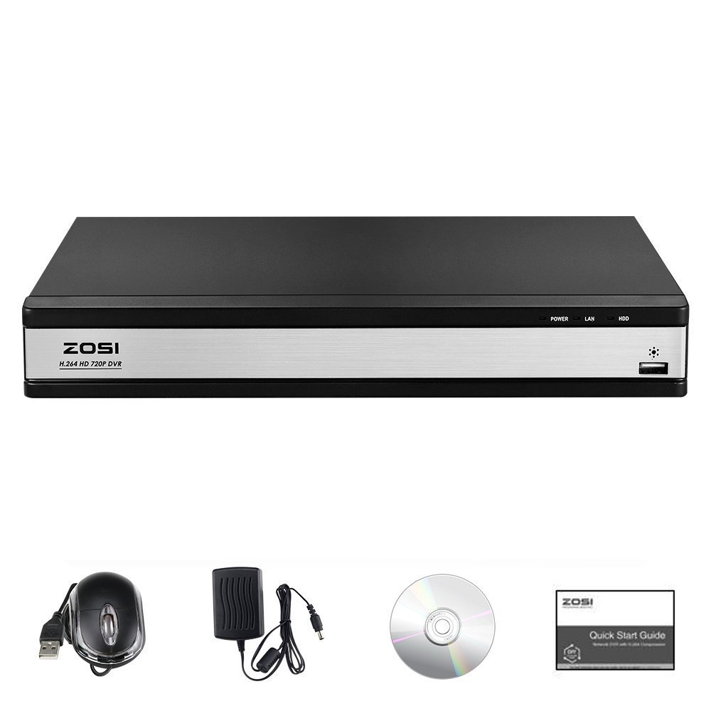 ZOSI 16CH 720P HDMI DVR Security Camera System with 8 Dome Cameras - Indoor/Outdoor IR Cut, Real-Time Recording, Mobile Monitoring App - Perfect for Home & Business Surveillance
