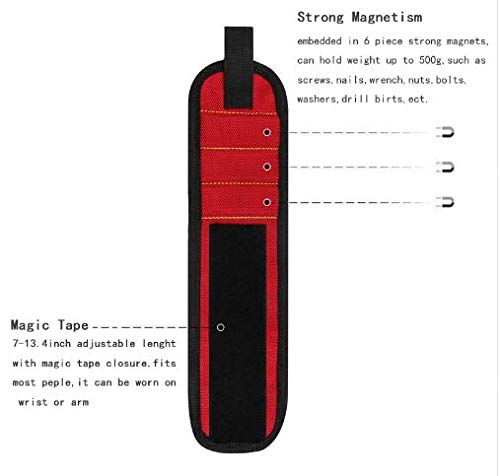 **Magnetic Wristband Tool Holder for Electricians - Portable Wrist Tool Belt with Strong Grip for Screws, Nails & Drill Bits - Ideal for DIY Repairs, Construction & Home Improvement Projects**