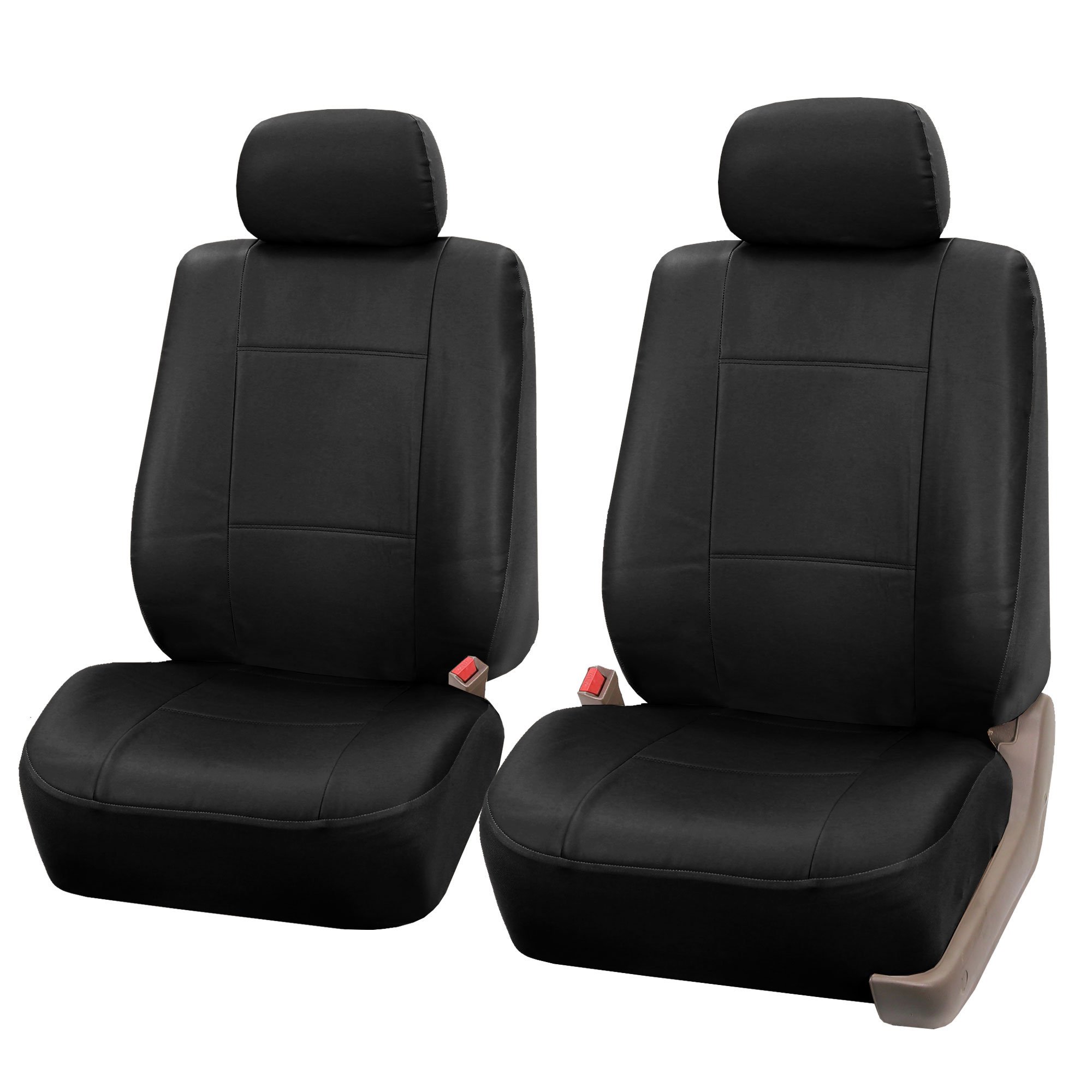 Premium TLH PU Leather Seat Covers Front Set - Universal Fit for Cars, Trucks & SUVs - Black Color - Waterproof & Easy to Clean - Perfect for Daily Commute, Road Trips & Car Protection