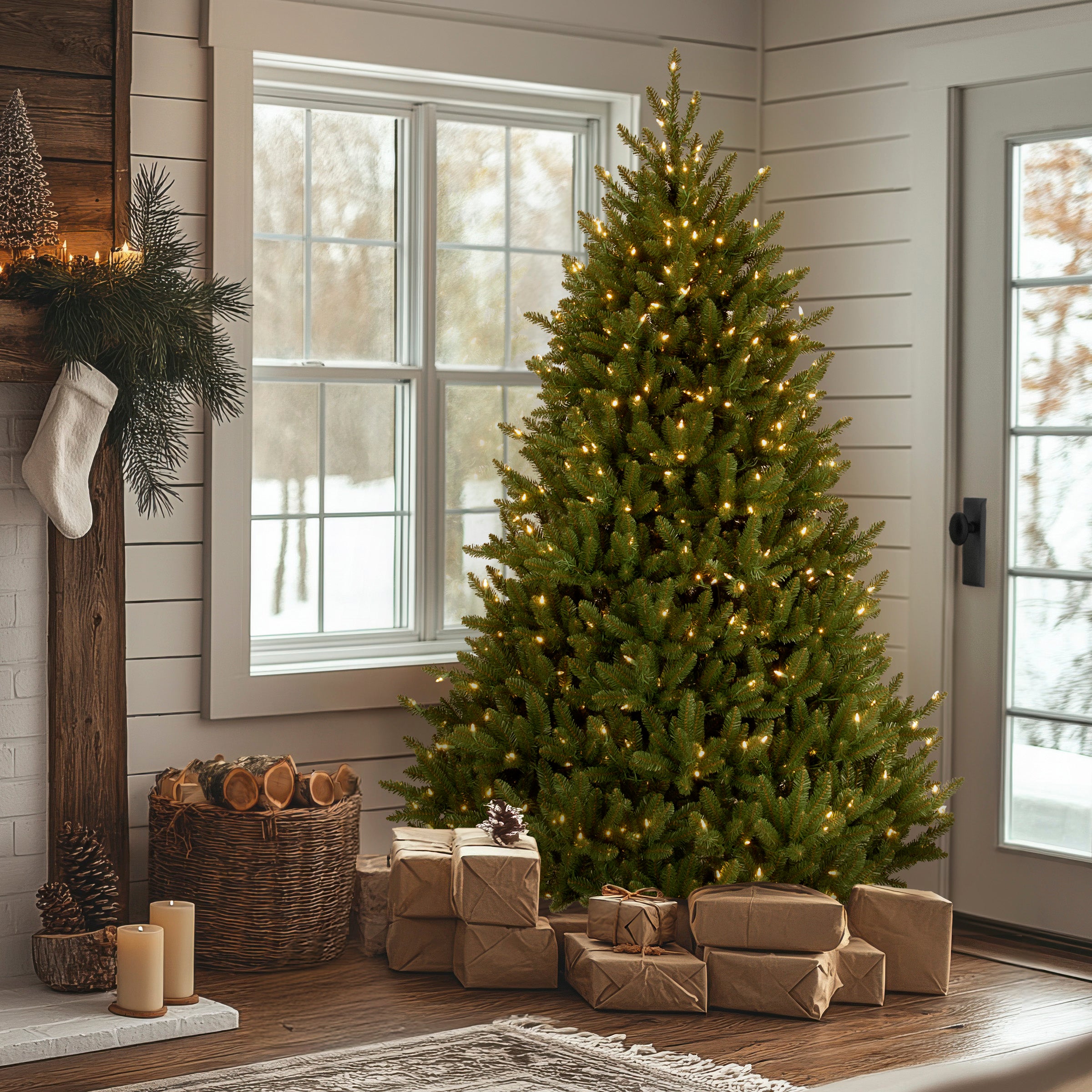 7.5 ft Pre-Lit Artificial Christmas Tree - Natural Fraser Fir with 600 Clear LED Lights for Holiday Home Decor | Indoor & Outdoor Use