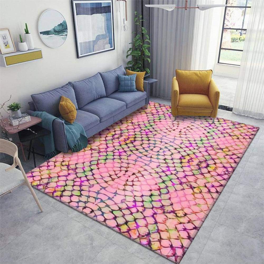 Non-Slip Snake Skin Pattern Area Rug - Thickened Watercolor Exotic Design Runner Mat for Living Room, Entryway, Hallway - Indoor/Outdoor Floor Carpet for Home Decor (Perfect for High-Traffic Areas & Pet-Friendly Spaces)