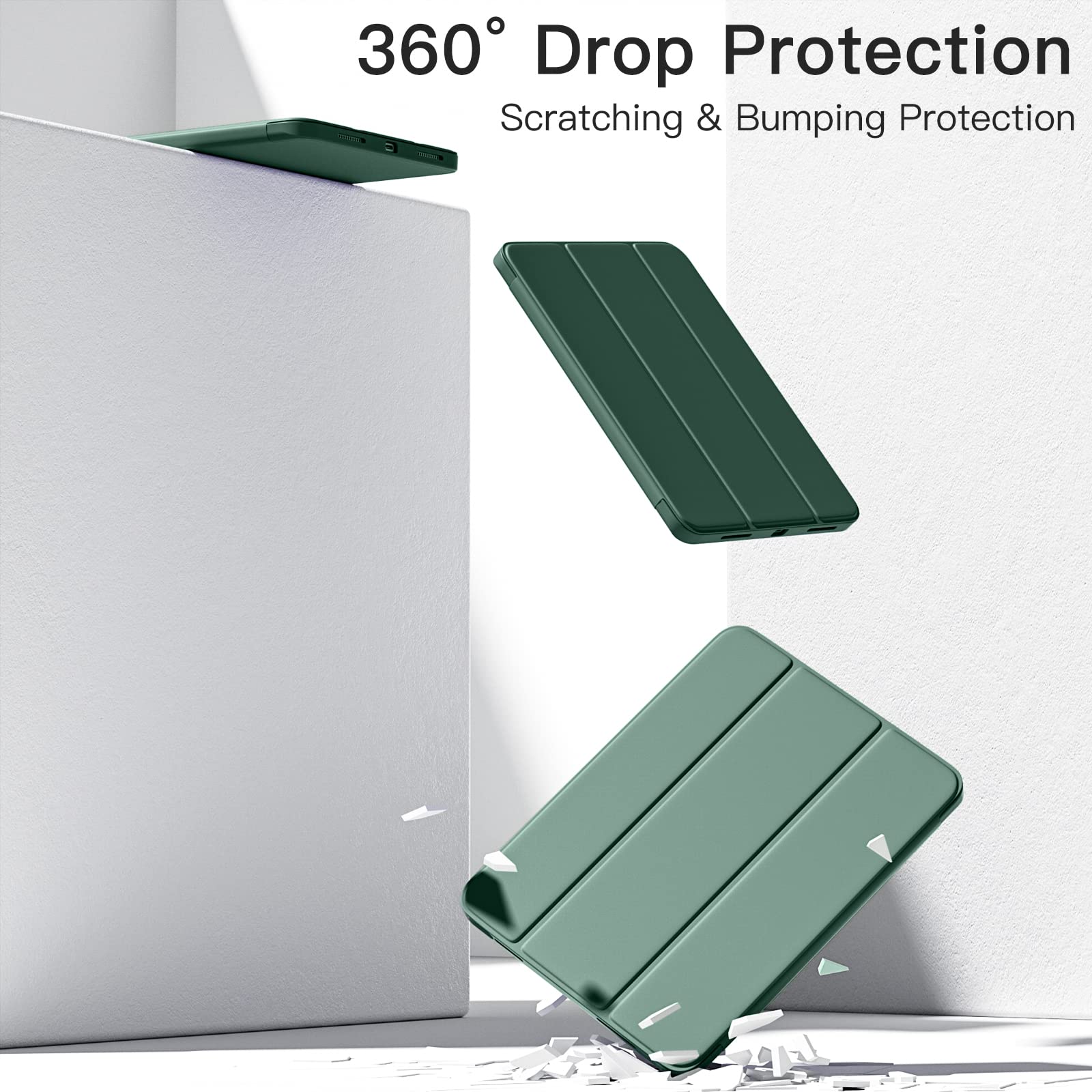 Dirrelo iPad Pro 11 Inch Case (2025 Model A16) & iPad 10th Gen 10.9 Inch Case (2022) - Shockproof TPU Trifold Stand Cover with Apple Pencil Holder | Auto Sleep/Wake Function | Pine Green | Perfect for Work, School & Travel Protection