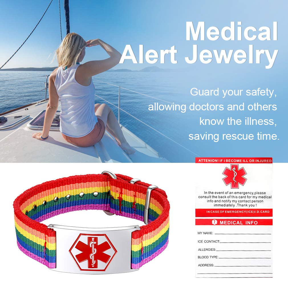 Supcare Adjustable Medical Alert Bracelet for Women & Men - Engraved Emergency ID with Free Medical Card (Gift Ready) - Ideal for Seniors, Diabetes, Allergies & Daily Safety Protection