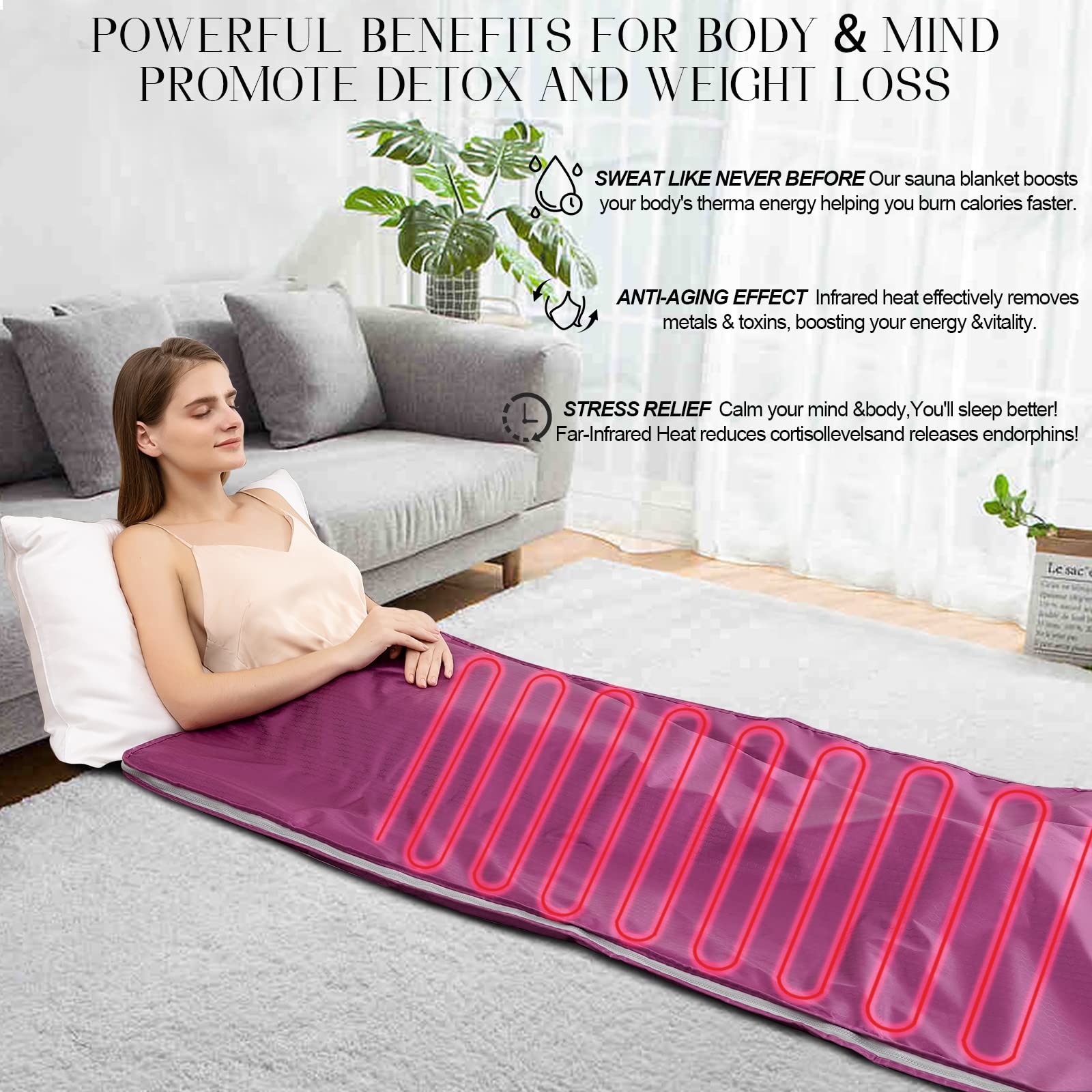 Infrared Sauna Blanket for Home Use - Portable Personal Sauna Wrap with Red Light Therapy | Detox, Relaxation & Pain Relief | Perfect for Home Spa, Yoga Recovery & Post-Workout Relaxation