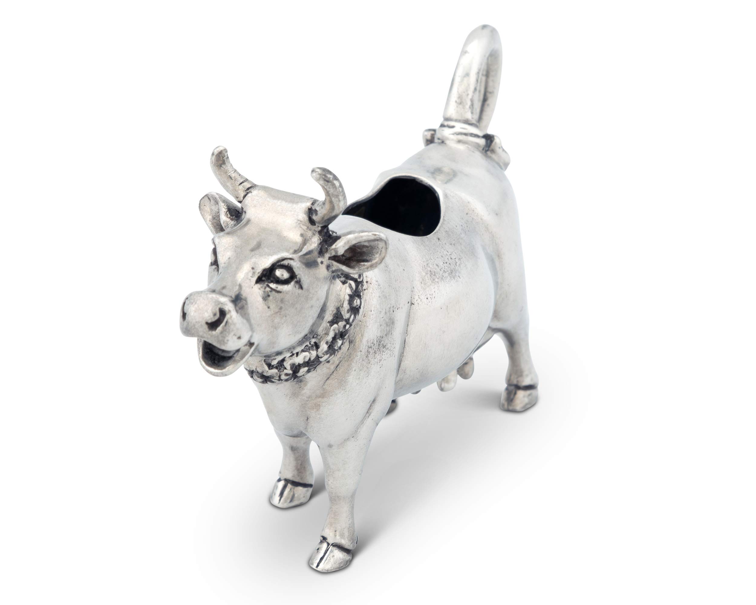 Vagabond House Pewter Mabel Cow Modern Dutch Metal Creamer Milk Pitcher for Coffee or Tea - 6