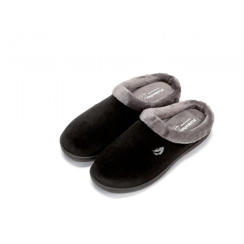 Plumaflex 12230 Black Slippers for Men & Women - Comfortable Indoor/Outdoor House Shoes for Home, Spa, and Travel