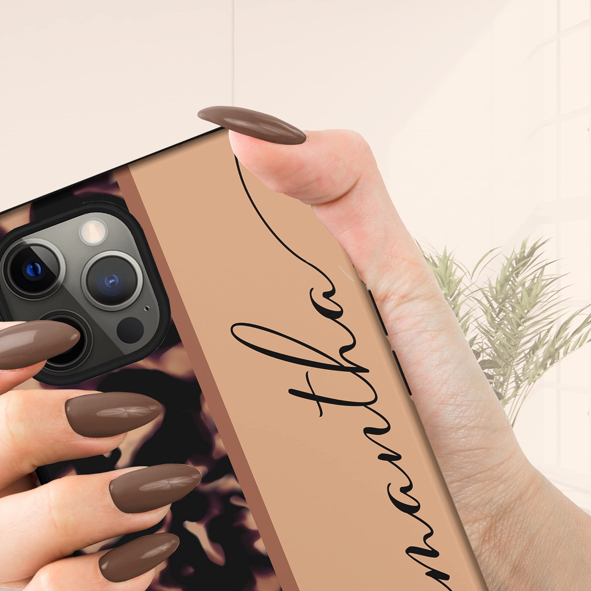 Personalized Tortoiseshell Phone Case with Calligraphy Name - Compatible with iPhone 16 Plus/15 Pro Max/14/13 Mini/12/11/X/XS Max/XR/7/8 Plus - Stylish Protective Cover for Work, Travel & Everyday Use
