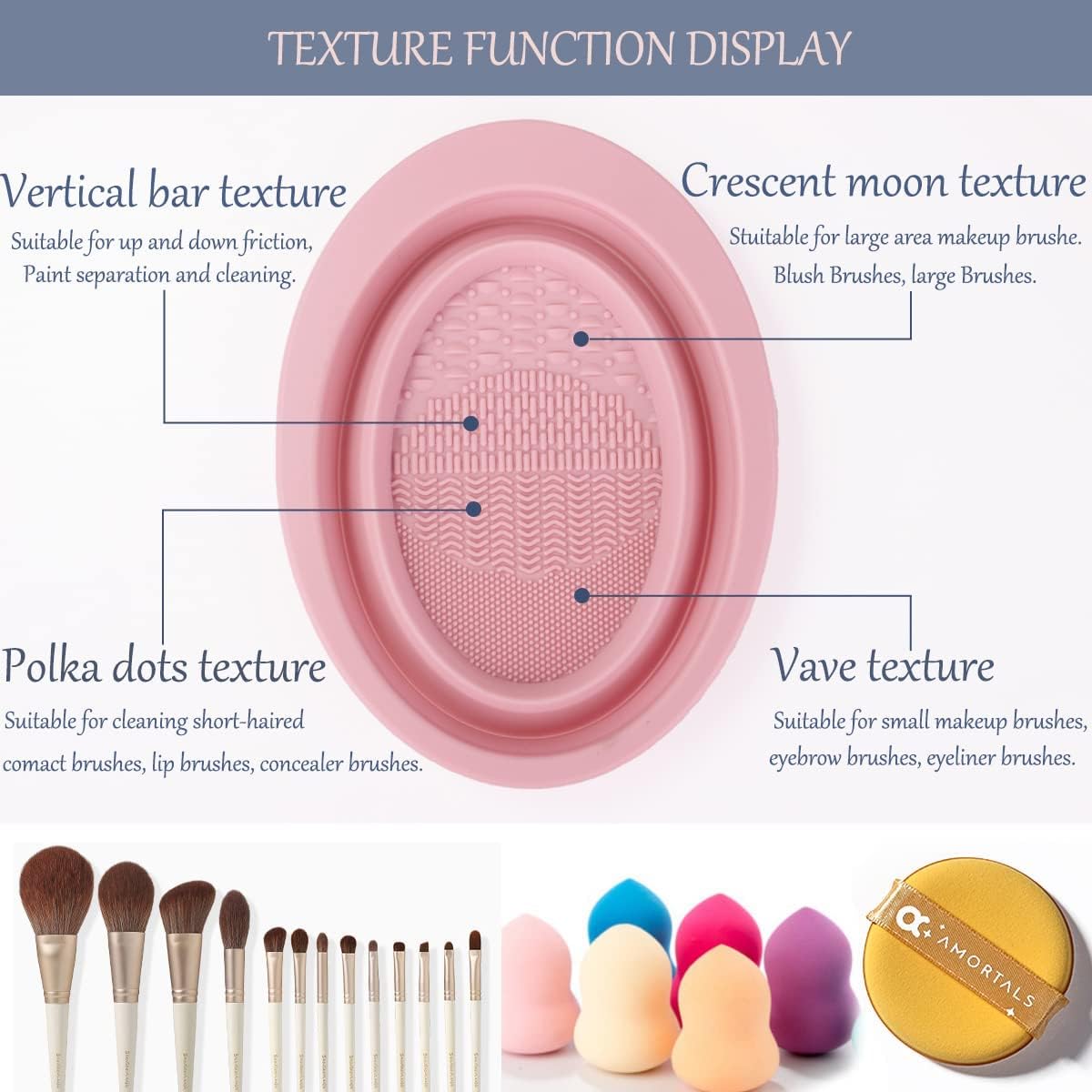 B-LADY Silicone Makeup Brush Cleaning Mat - Foldable Cosmetic Brush Cleaner Pad & Bowl for Makeup Brushes, Sponges & Powder Puffs | Perfect for Home & Professional Makeup Artist Kit Organization