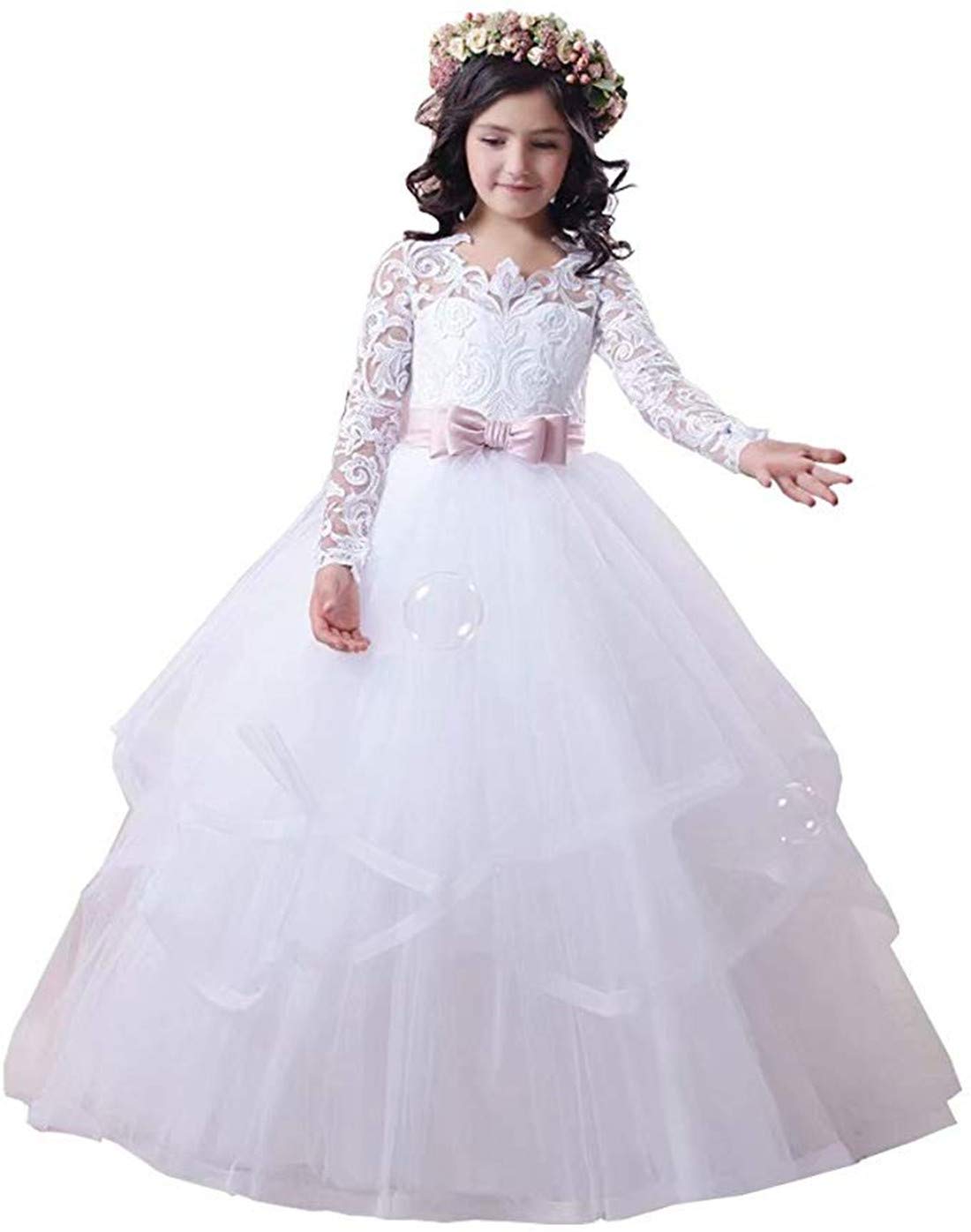 First Communion Dresses for Girls - Elegant Lace Flower Girl Dresses for Wedding & Baptism - Perfect for Church Ceremonies, Christenings & Special Occasions