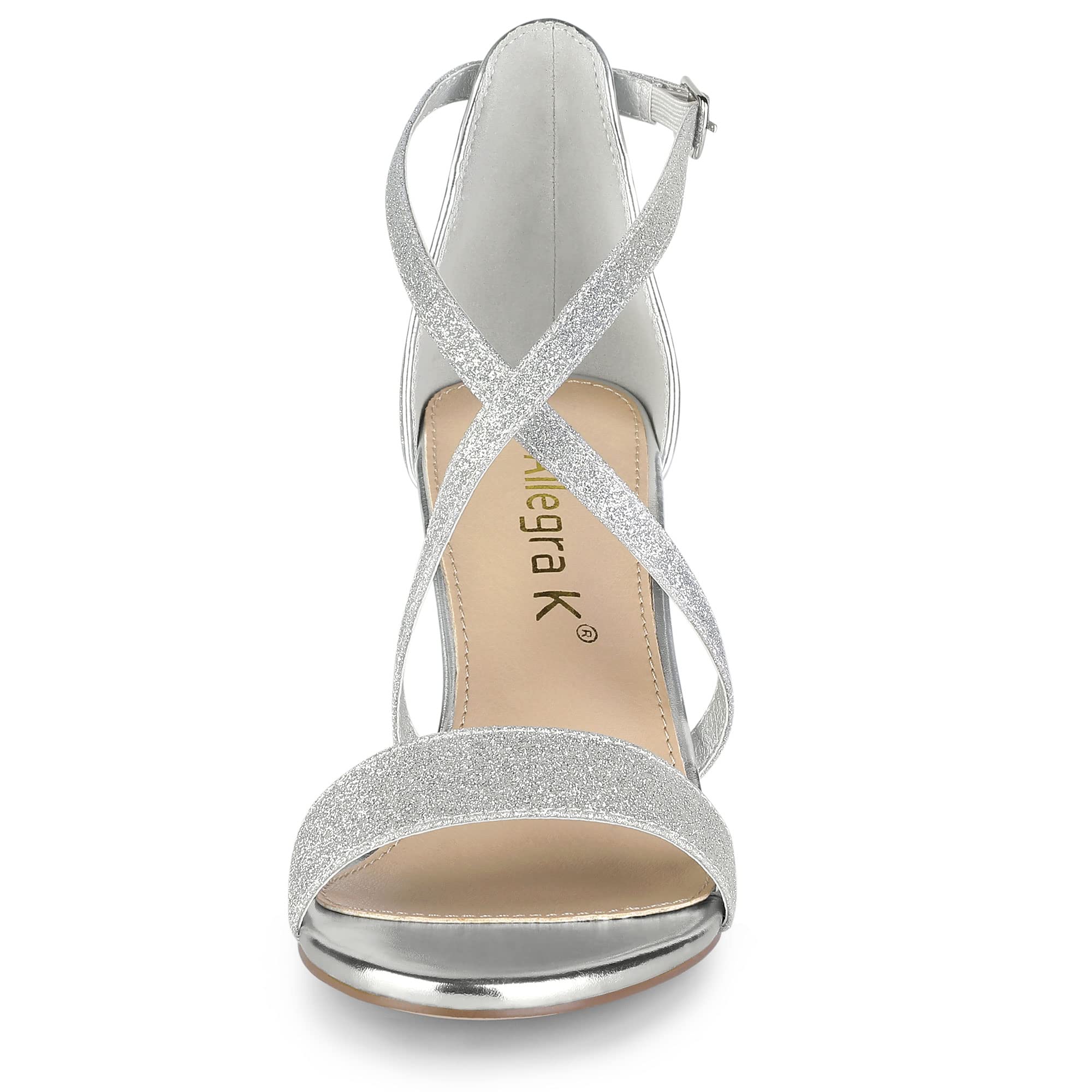 Allegra K Women's Glitter Crisscross Strap Block Heel Sandals - Elegant Party Shoes for Weddings, Prom & Evening Events