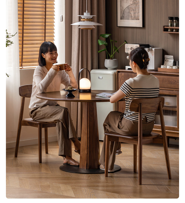 Premium Black Walnut Solid Wood Round Dining Table - 42 Inch Natural Wooden Table for Kitchen, Dining Room & Farmhouse Decor - Perfect for Family Gatherings & Dinner Parties