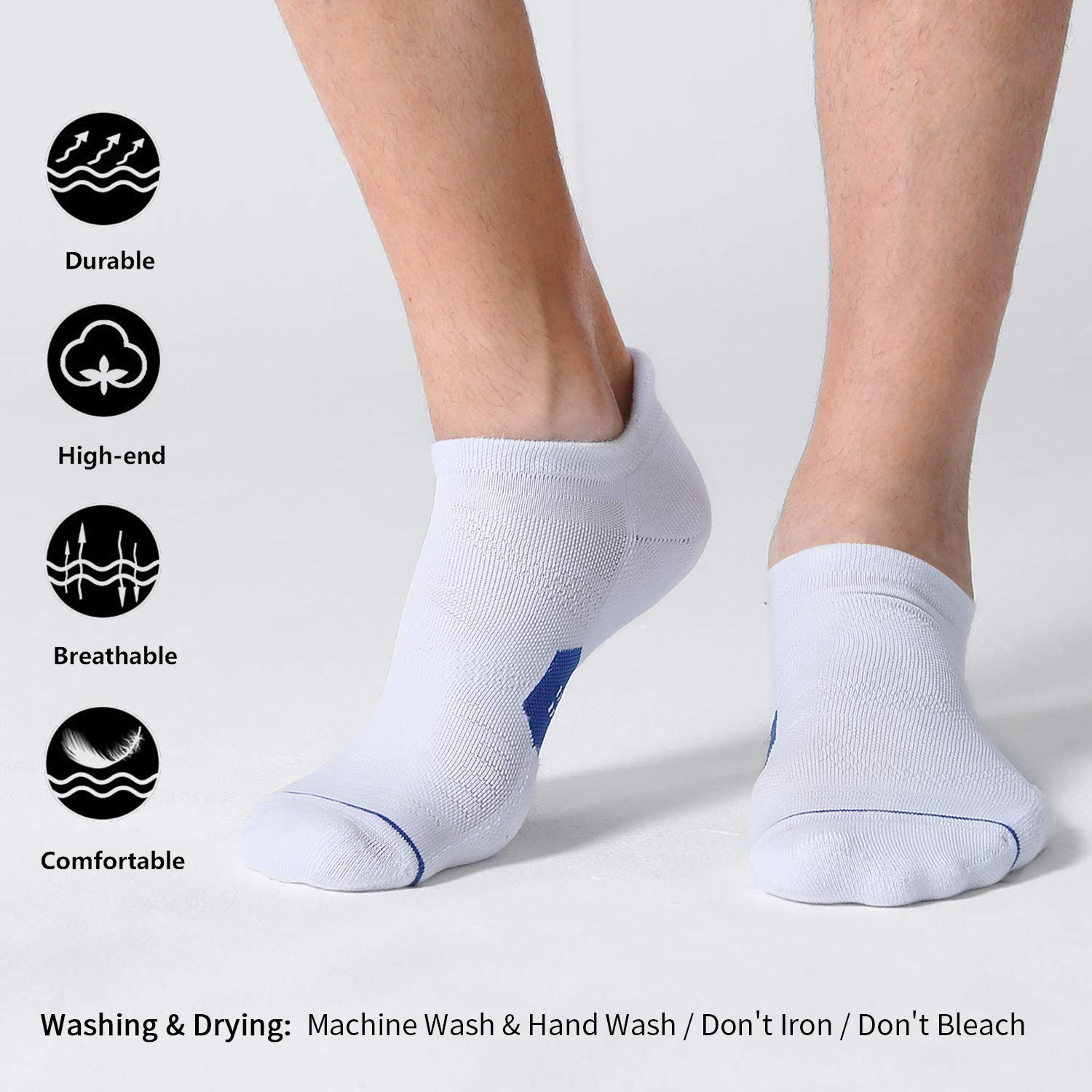 CS CELERSPORT 6 Pack Men's Running Ankle Socks with Cushion - Breathable Low Cut Athletic Sport Socks for Jogging, Gym & Workout - Comfortable Tab Socks for Daily Wear & Sports Activities