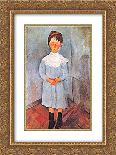 14x18 Gold Ornate Framed Modigliani Little Girl in Blue Art Print - Double Matted Museum Quality Wall Decor for Living Room, Bedroom & Office