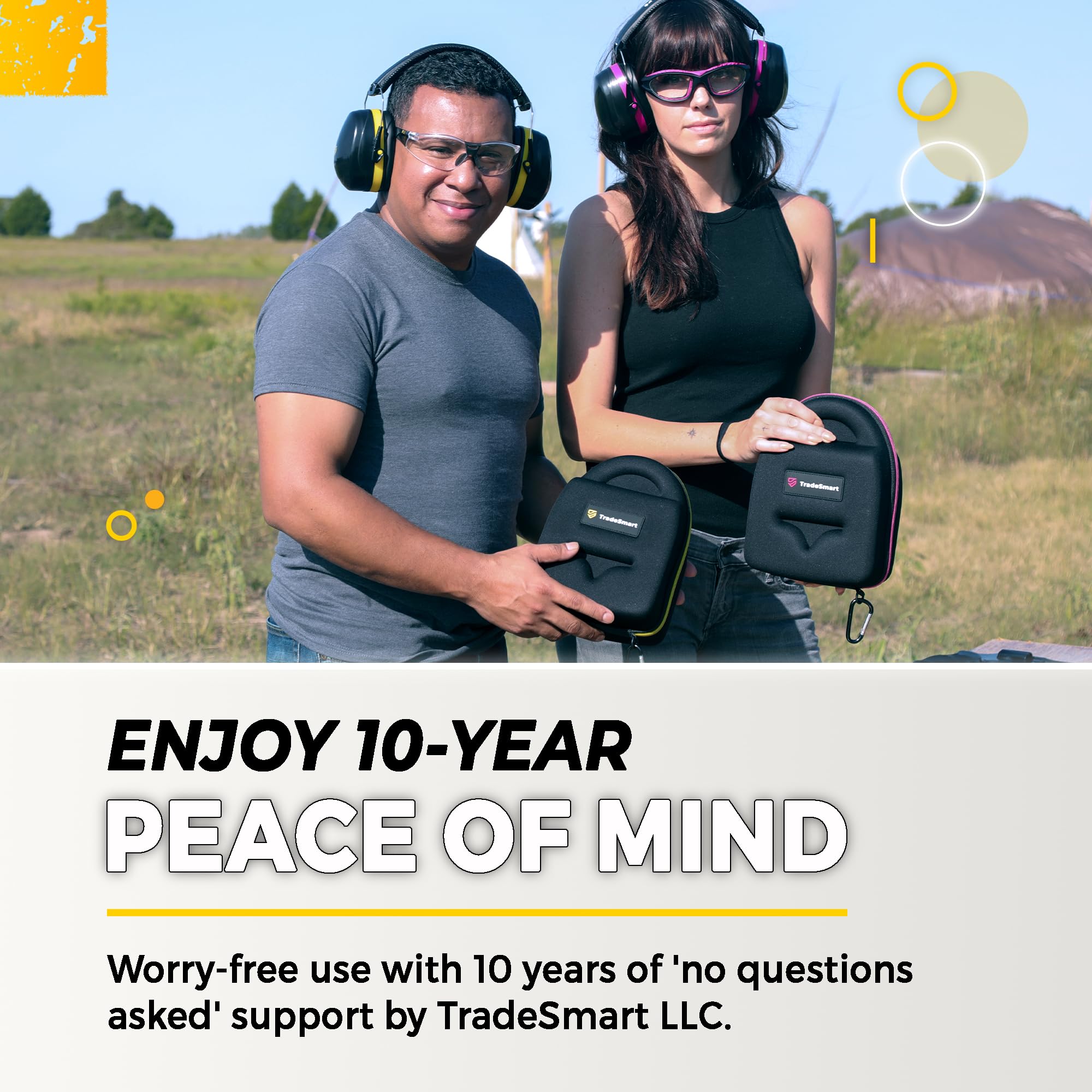 TradeSmart All-in-One Shooting Ear Protection - Comfort+ NRR 28 Earmuffs, Safety Glasses & Earplugs Set with Carry Case for Shooting Range, Hunting & Outdoor Sports