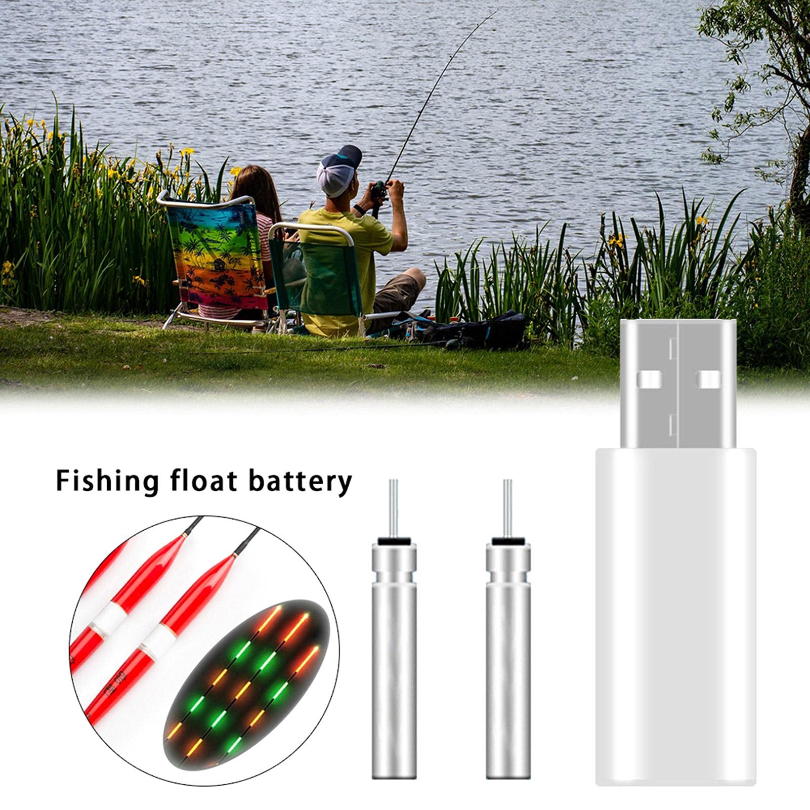 Rechargeable CR425 Electronic Fishing Float Battery USB Charger - Waterproof LED Glow Stick Floats for Night Fishing | Perfect for Kayak, Pier & Shoreline Anglers