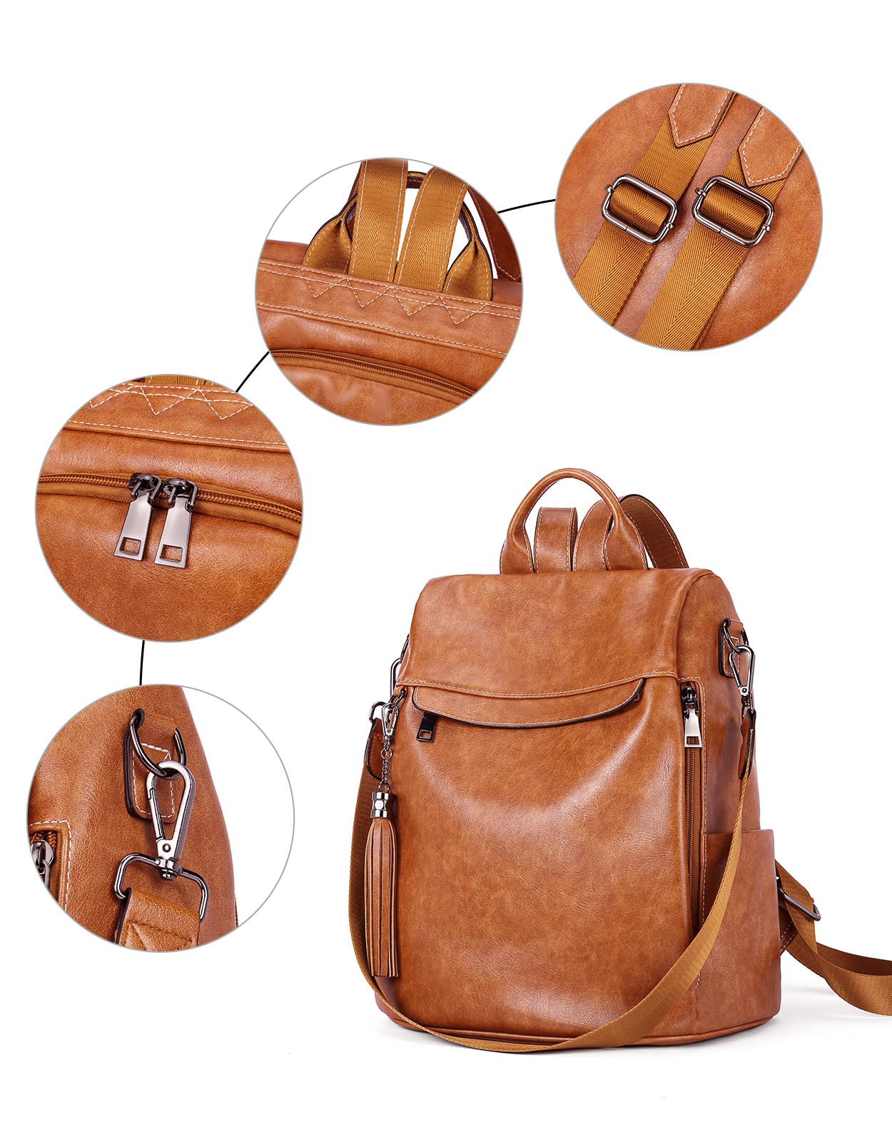 Telena Women's Anti-Theft PU Leather Backpack Purse with Tassel - Stylish Shoulder Bag for Travel, Work & Daily Use
