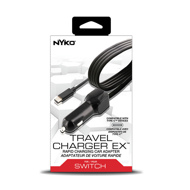 Nyko Travel Car Charger Adapter EX for Nintendo Switch - Portable Fast Charging Power Supply for Gaming on the Go - Perfect for Road Trips & Travel Gaming