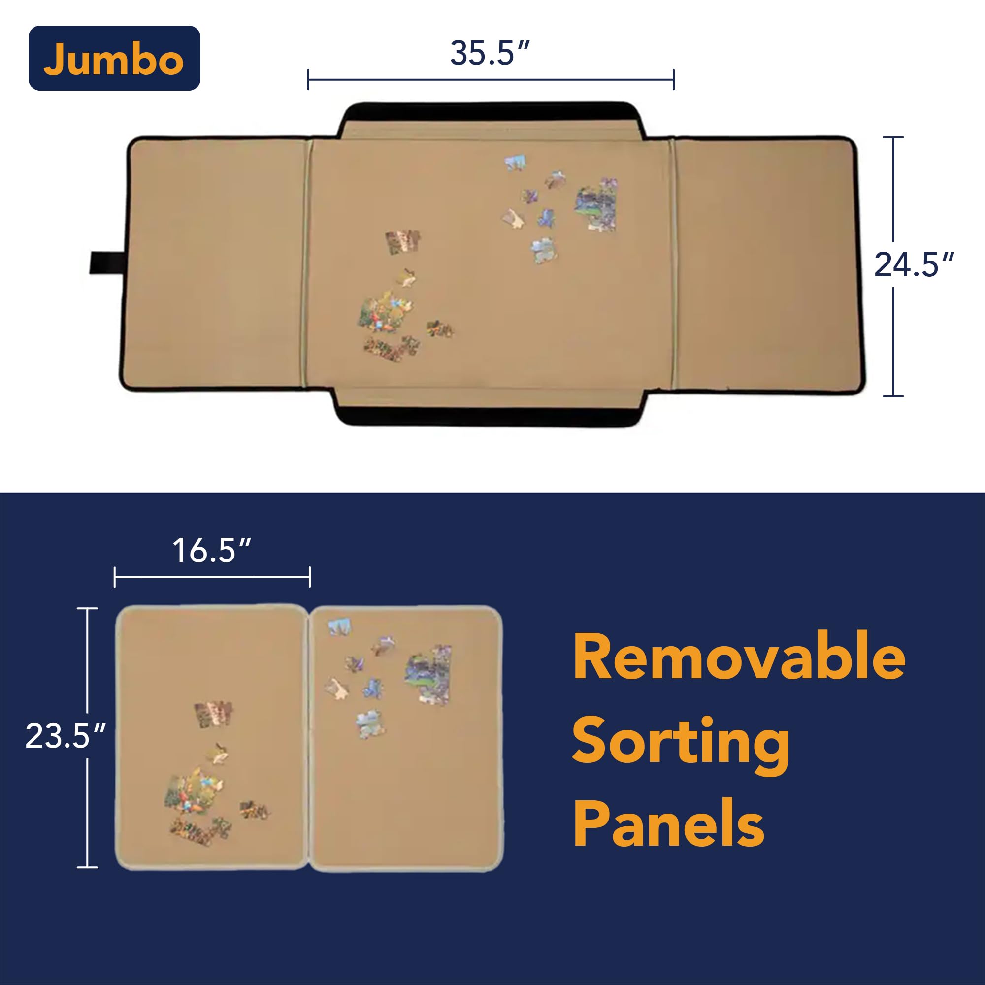 1500 Piece Portable Jigsaw Puzzle Board with Cover - Bits and Pieces Puzzle Caddy for Storage & Travel, 24½