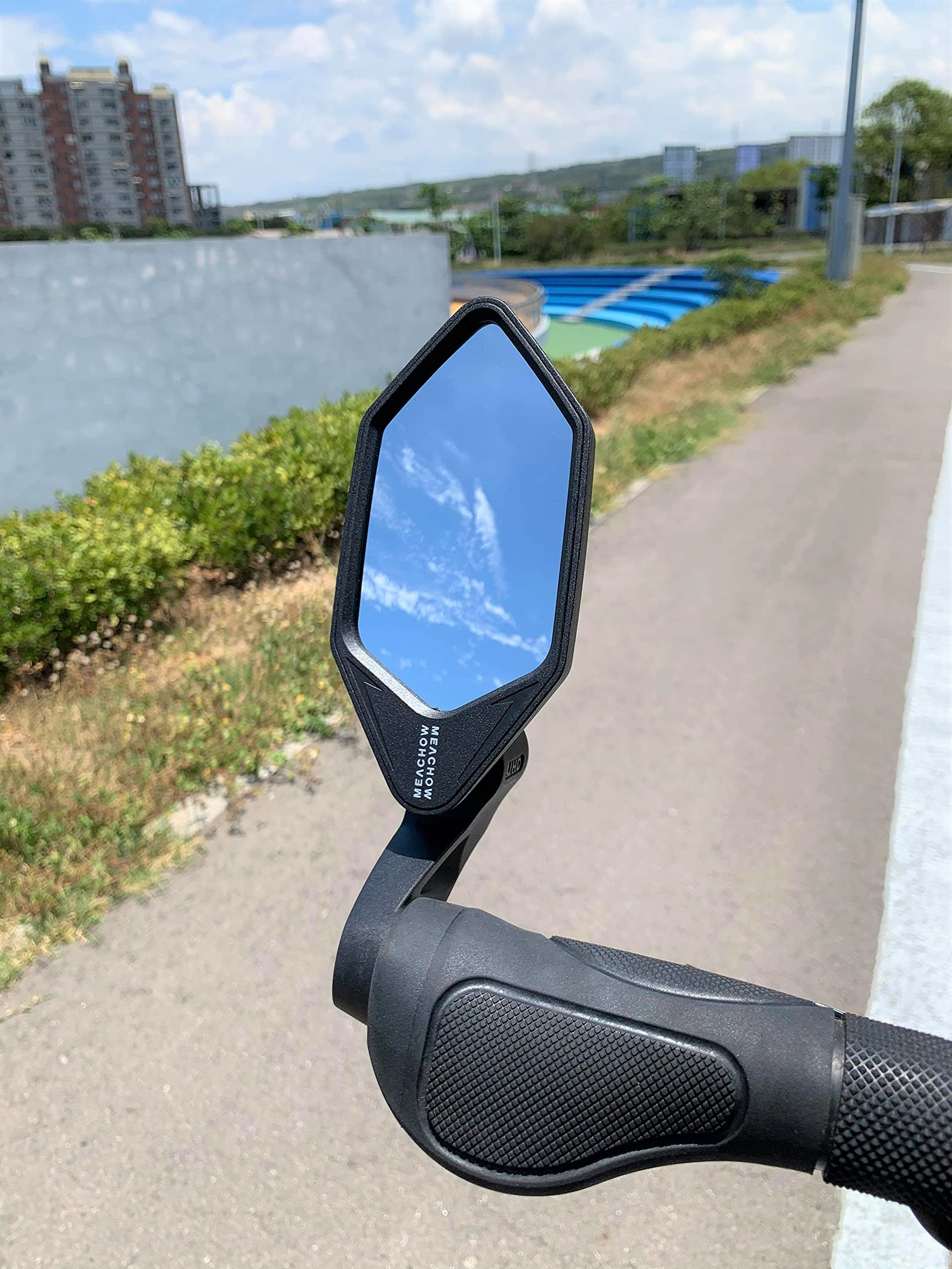 MEACHOW Bar End Bike Mirror - Crystal UHD Automotive Grade Glass Lens for E-Bikes & Motorcycles - Scratch Resistant, Safe Rearview Mirror (Silver Left Side ME-022LS) - Perfect for Cycling Safety & Urban Commuting