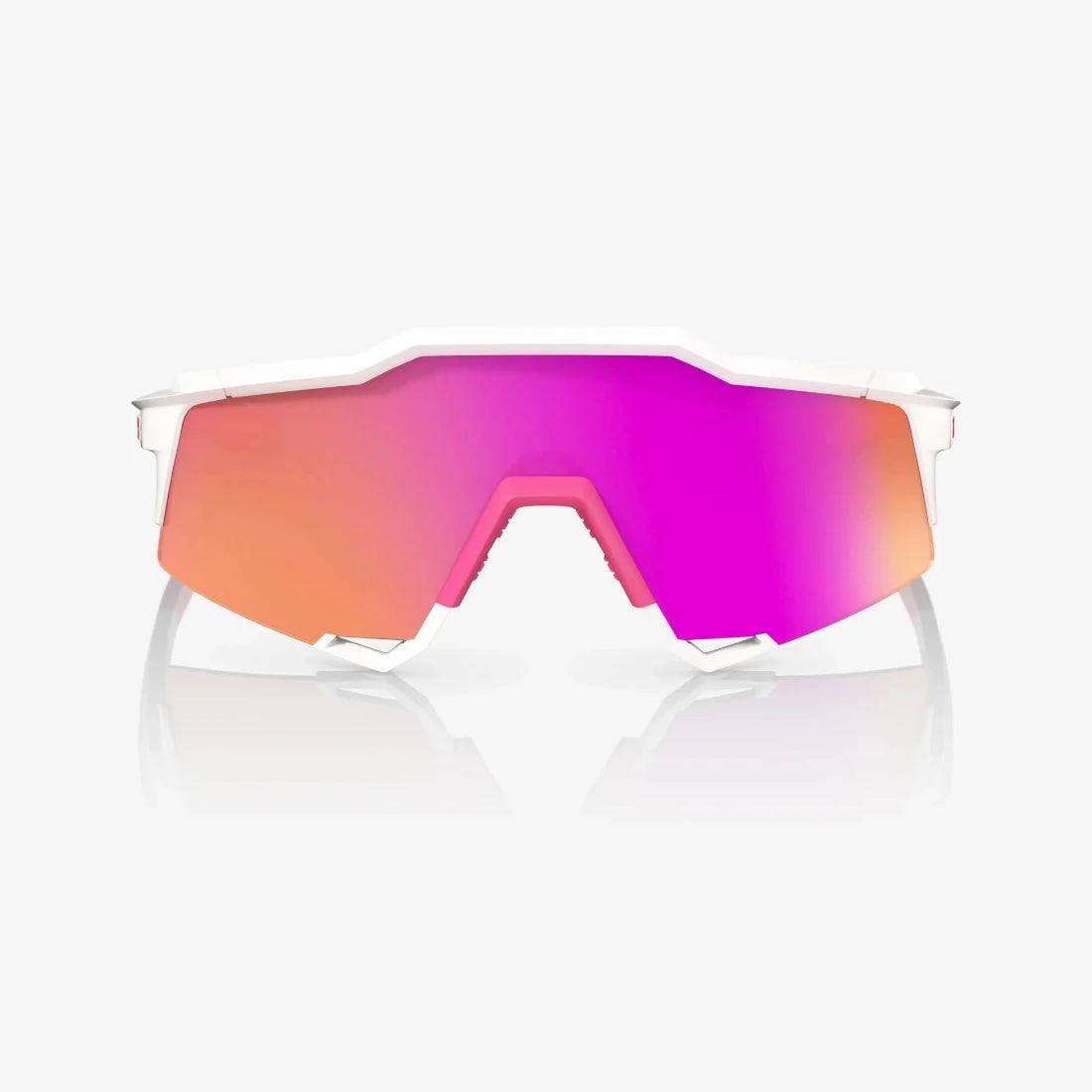 Speedcraft® Matte White & Pink Adult Sunglasses with HiPER® Vital Pink Mirror Lens - UV Protection, Polarized, Fashionable for Outdoor Sports & Driving