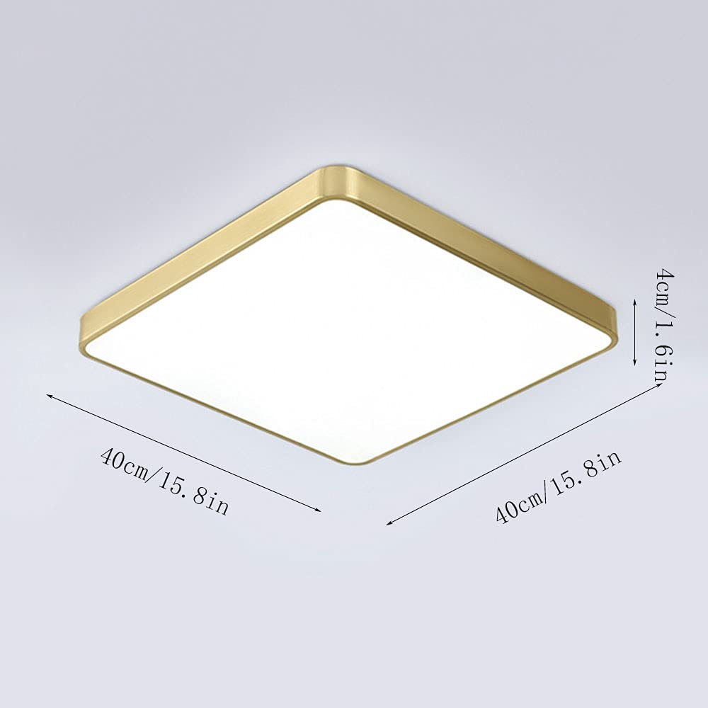1.6 Inch Slim Nordic Gold All Copper LED Flush Mount Ceiling Light - Adjustable Cool/Warm/Neutral White - Modern Minimalist Lighting for Bedroom, Living Room, Porch & Entryway