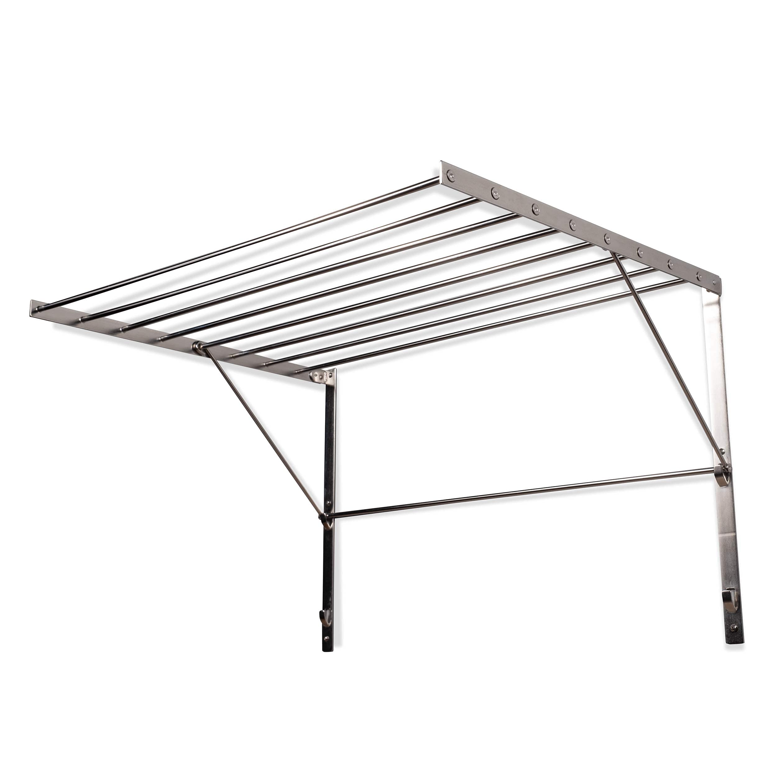 BrightMaison Wall Mount Clothes Drying Rack - Stainless Steel Laundry Organizer with 6.5 Yards Drying Capacity (Set of 2) - Space Saving Solution for Small Apartments, Bathrooms & Laundry Rooms