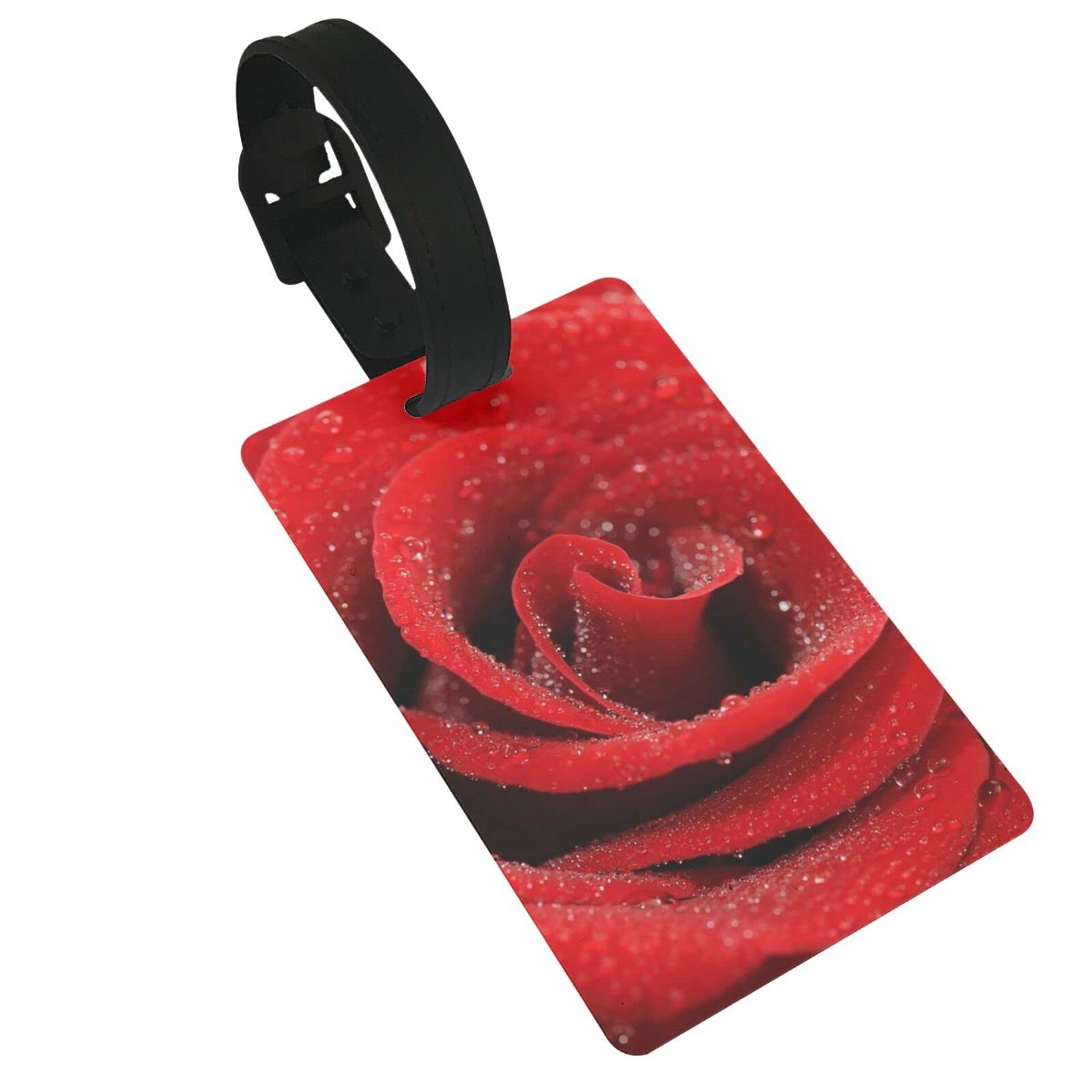 Funny Red Rose Luggage Tags for Suitcases - Durable Travel Baggage ID Tags with Name Label for Women, Men & Kids - Perfect for Airports, Cruise Ships & Backpacking Adventures