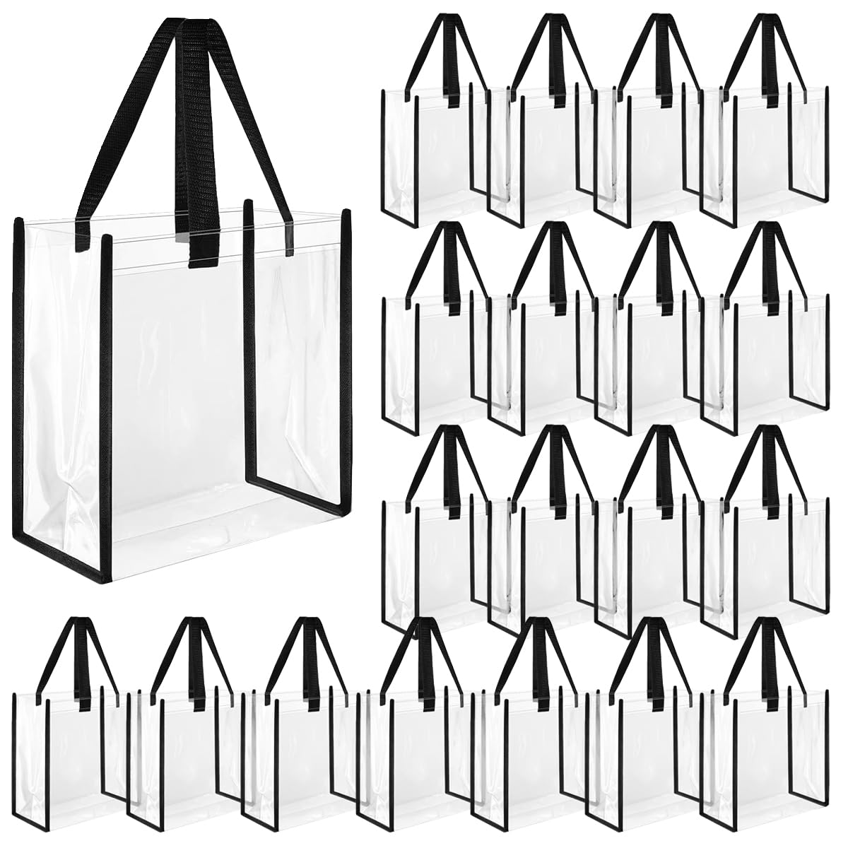 20 Pcs Clear Plastic Tote Bags 12x12x6in for Storage & Organizing