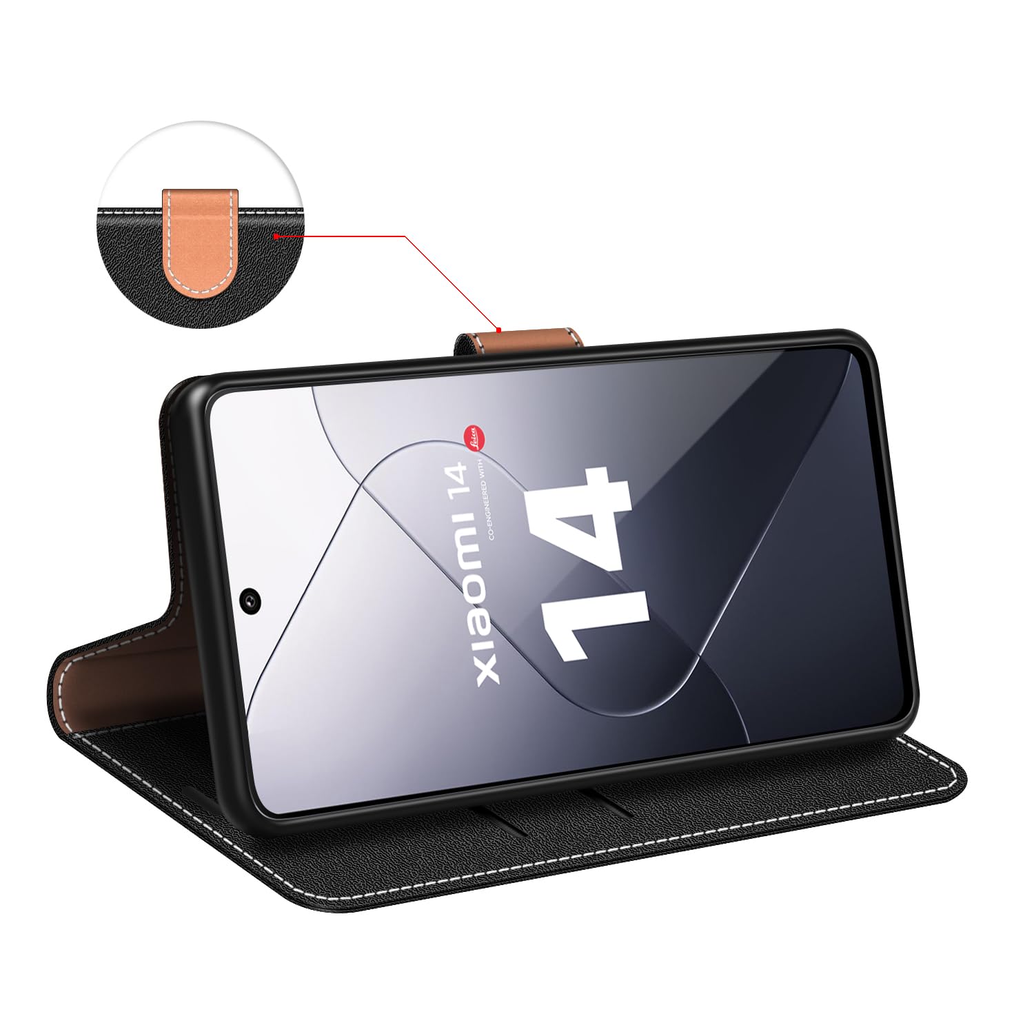 Premium Xiaomi 14 Leather Flip Phone Case - Slim Protective Wallet Cover with Card Holder (Black) | Perfect for Business Professionals & Daily Commuters
