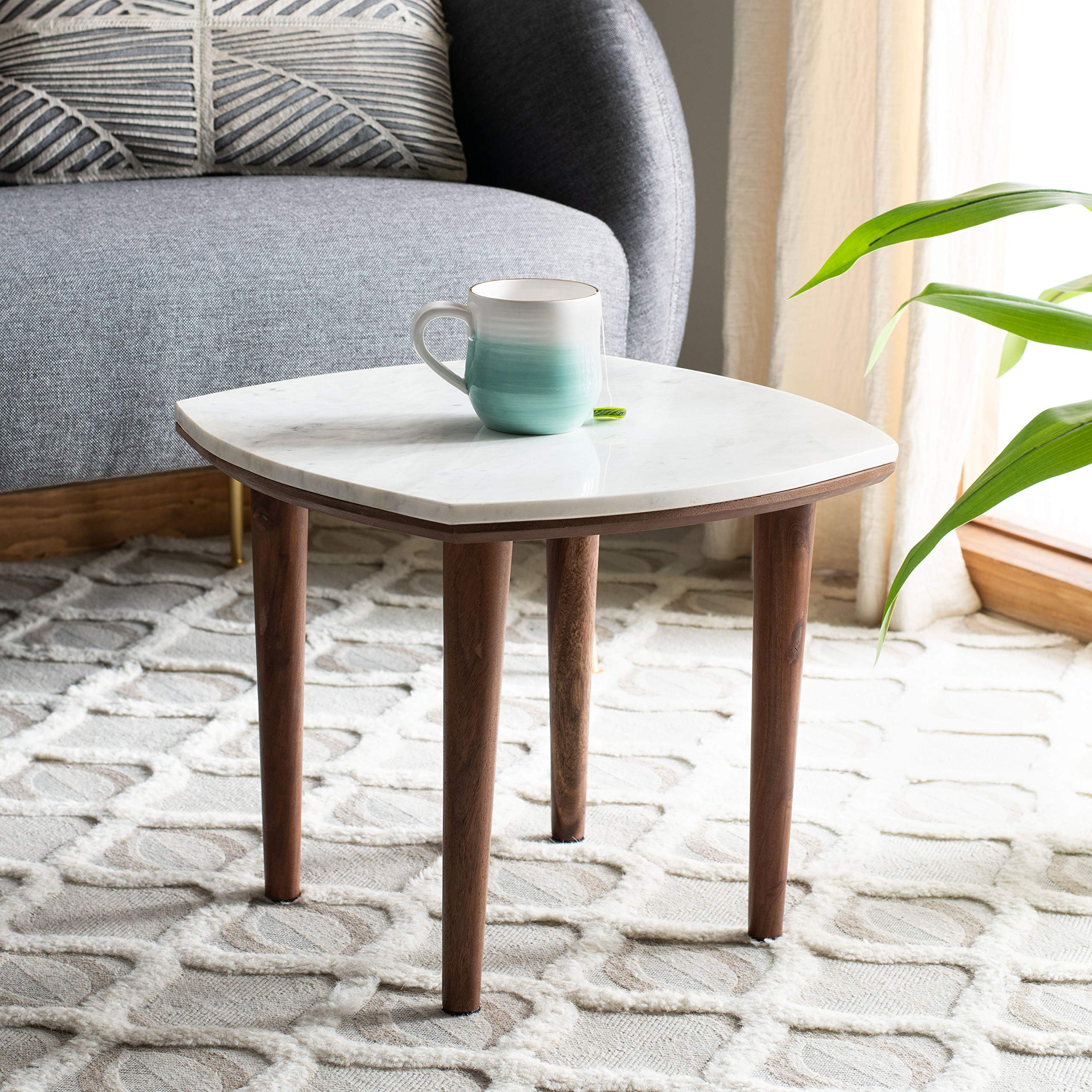 Safavieh Lara Wash & White Marble Accent Table - Modern Bedside End Table for Living Room, Bedroom, or Office Decor