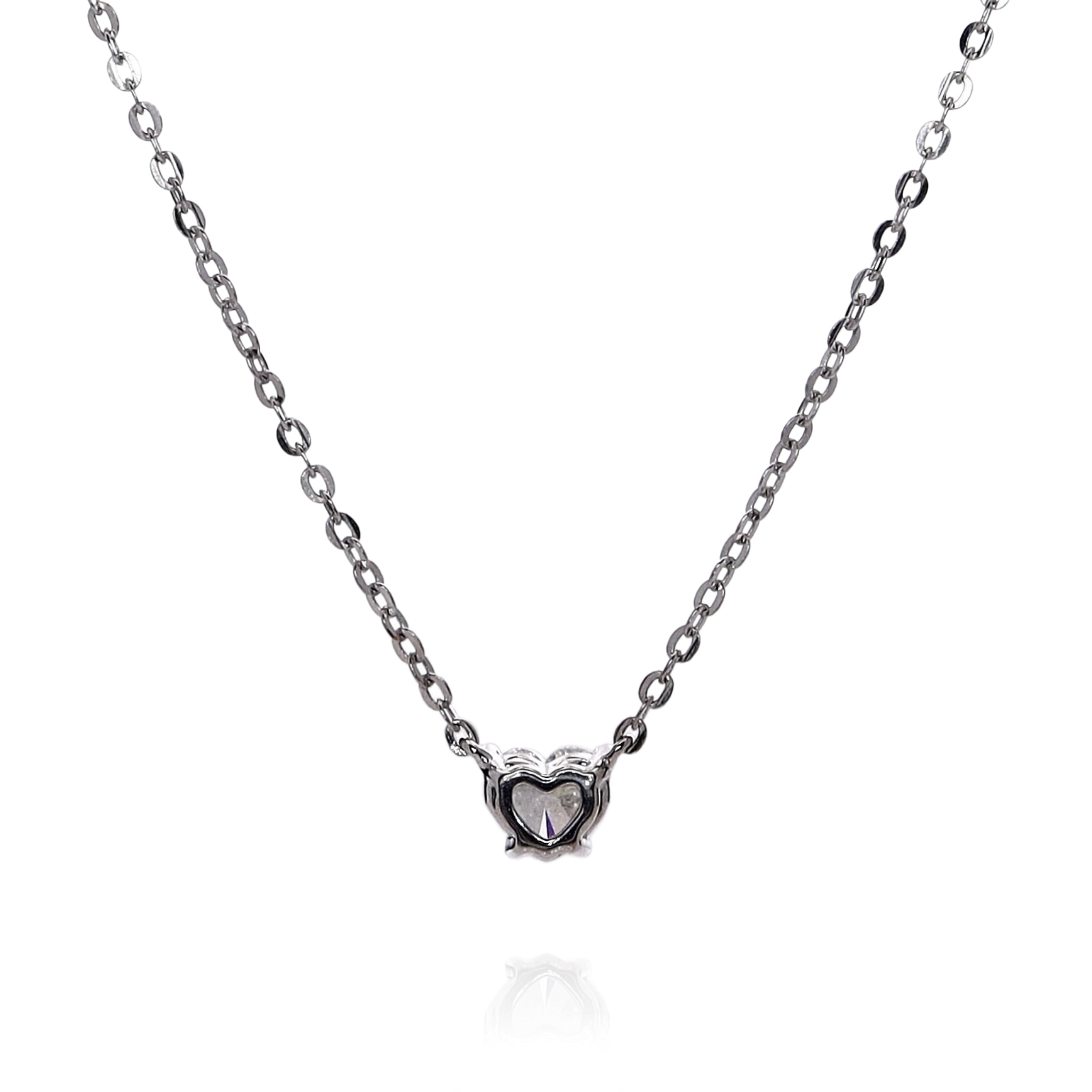 18K White Gold 0.70 Carat Heart Shaped Diamond Solitaire Pendant Necklace for Women - Perfect for Valentine's Day, Anniversary & Romantic Gifts