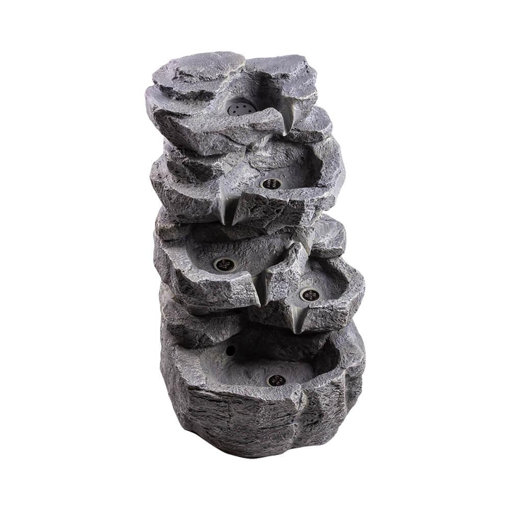 Rock Cascade Water Feature with LED Lights - Outdoor Garden Fountain for Patio, Yard, and Landscape Decor - Relaxing Waterfall with Illumination