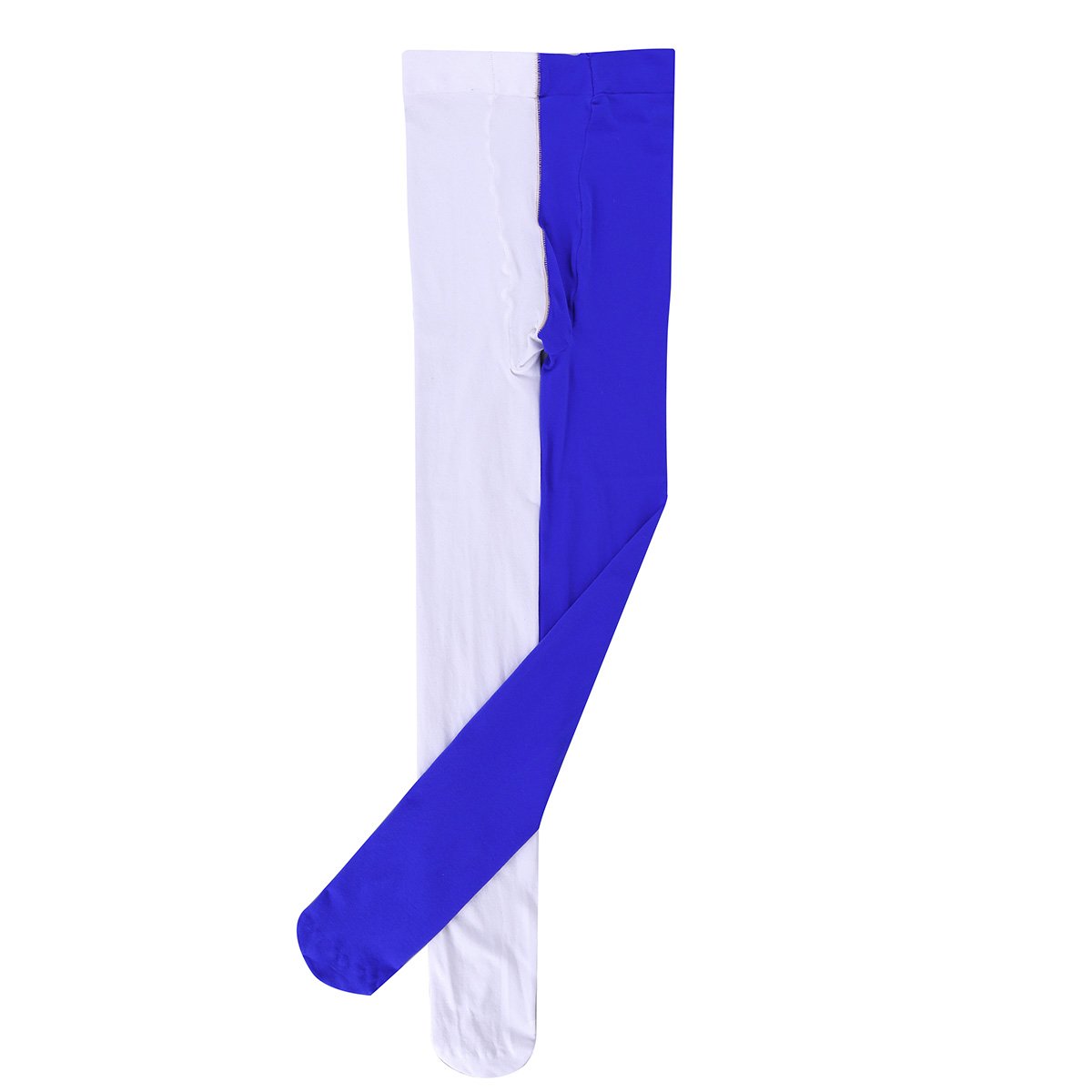FEESHOW Sexy Elf Jester Costume - Two Tone Spandex Full Body Tights with Footed Stockings for Halloween, Cosplay & Fantasy Parties