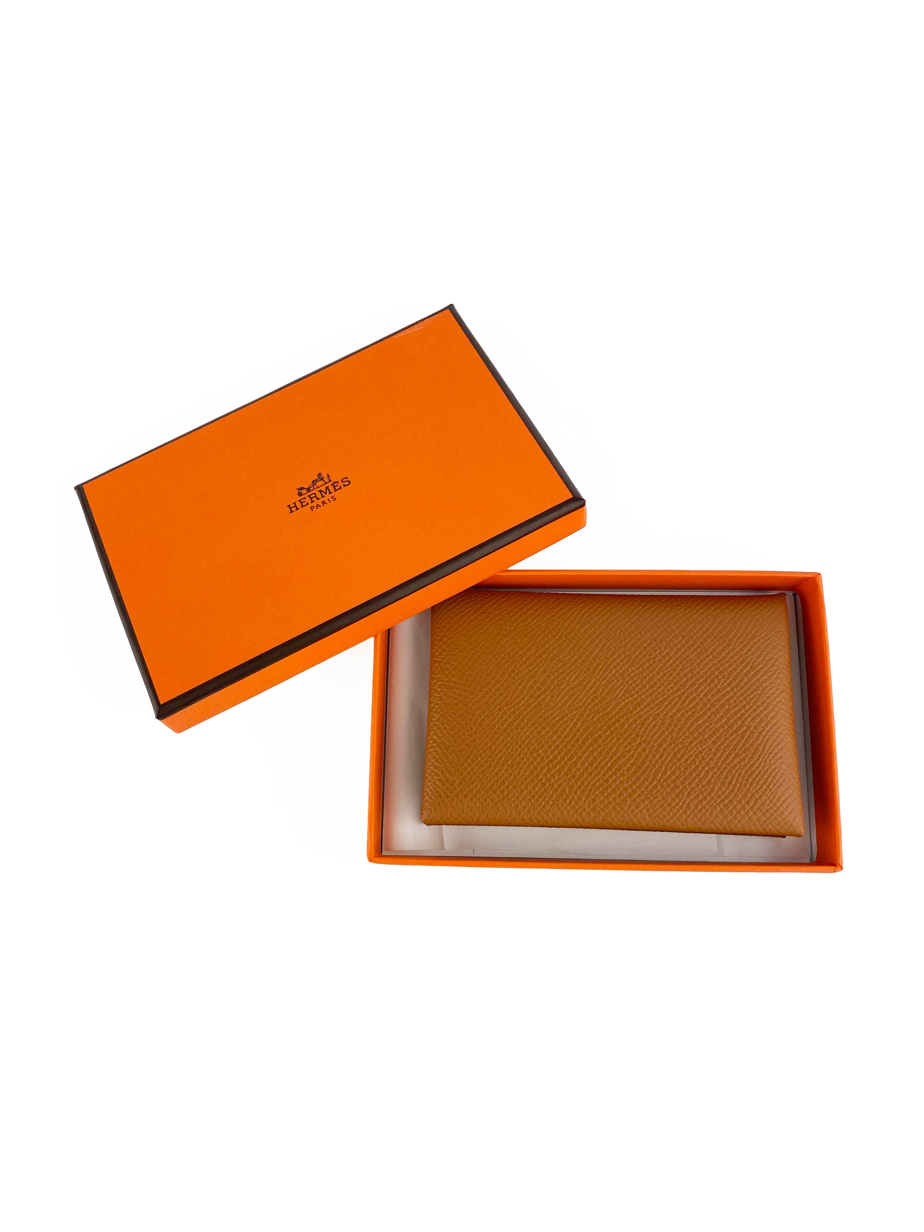 Hermes Gold Calvi Card Holder - Luxury Leather Wallet for Credit Cards & IDs | Perfect for Everyday Use, Travel & Gifting