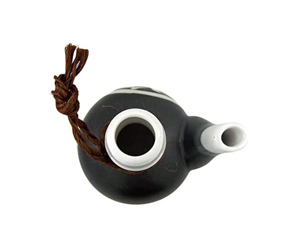 Premium Japanese Porcelain Soy Sauce Dispenser Bottle - Authentic Traditional Shoyu Pot - Handcrafted in Japan (Round Black, 12oz) - Perfect for Sushi Restaurants, Asian Cooking & Elegant Table Setting