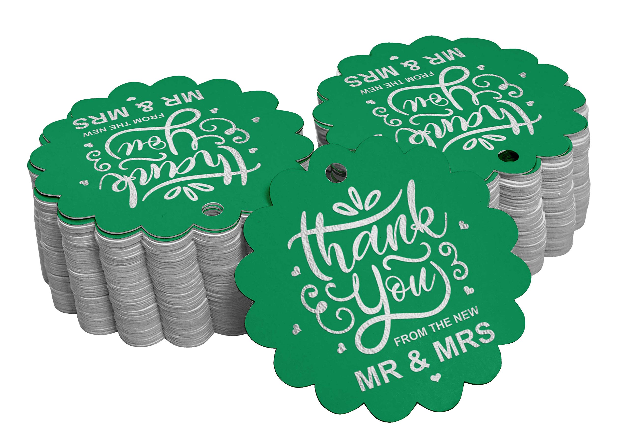 50Pcs Real Silver Foil Wedding Thank You Tags - Elegant Hanging Favor Tags for Bridal Shower, Wedding Favors & Anniversary Gifts