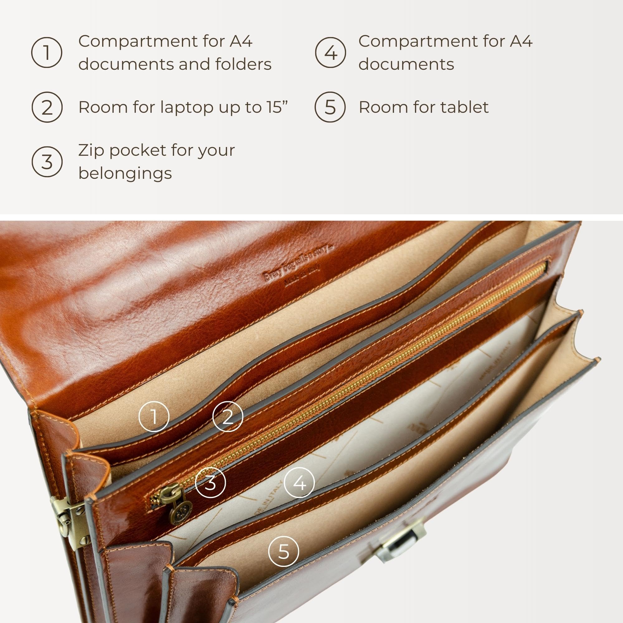 Premium Italian Handmade Leather Briefcase for Men - Durable Business Laptop Bag with Time Resistance - Professional Attache Case with Gift Box - Perfect for Office, Travel & Executive Gifts