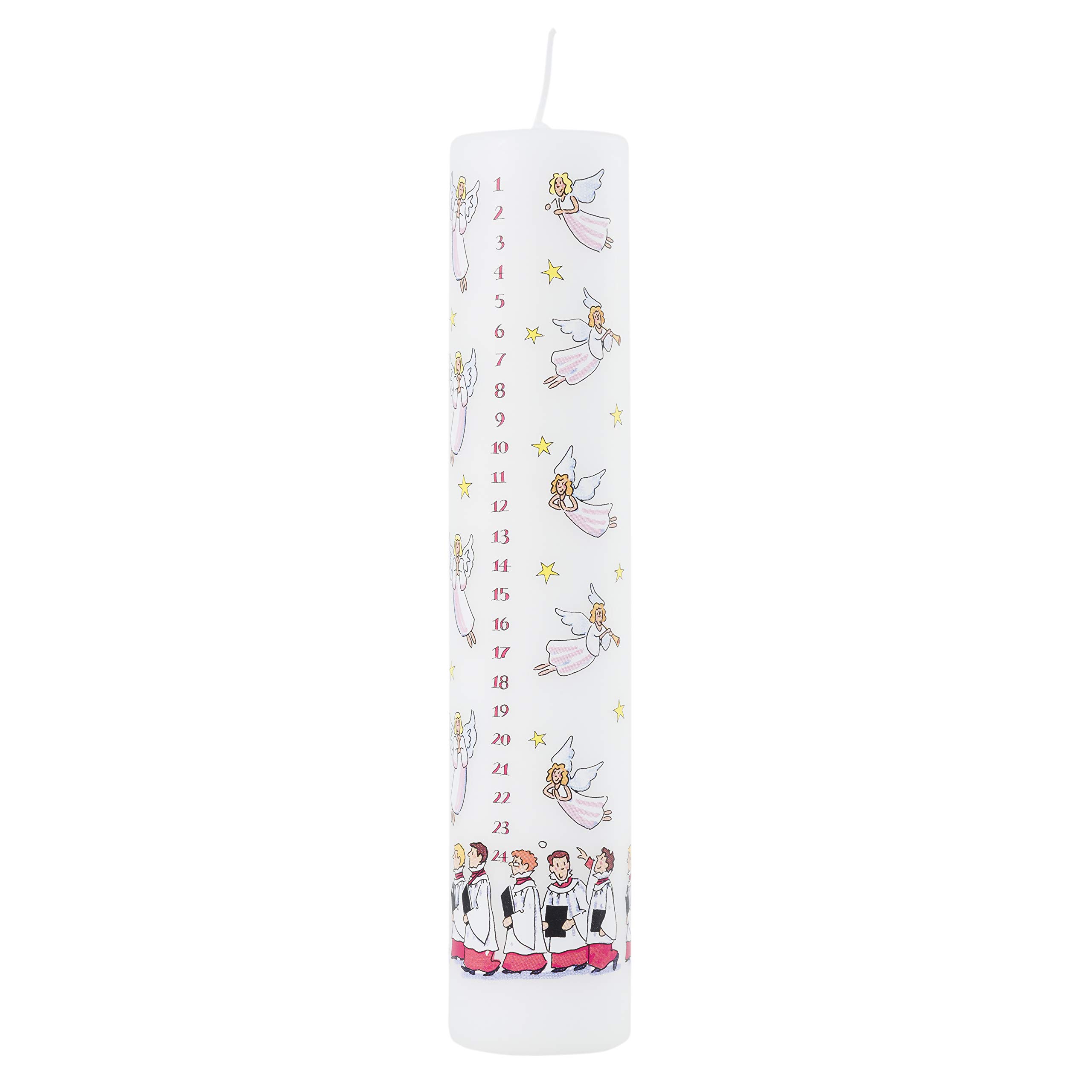 Handmade Unscented Christmas Advent Calendar Candle - 50 Hour Burn Time Traditional Countdown Candle with Red-Robed Choir Boys Design - Made in England - Perfect for Holiday Decorations, Gift Giving & Christmas Eve Celebrations
