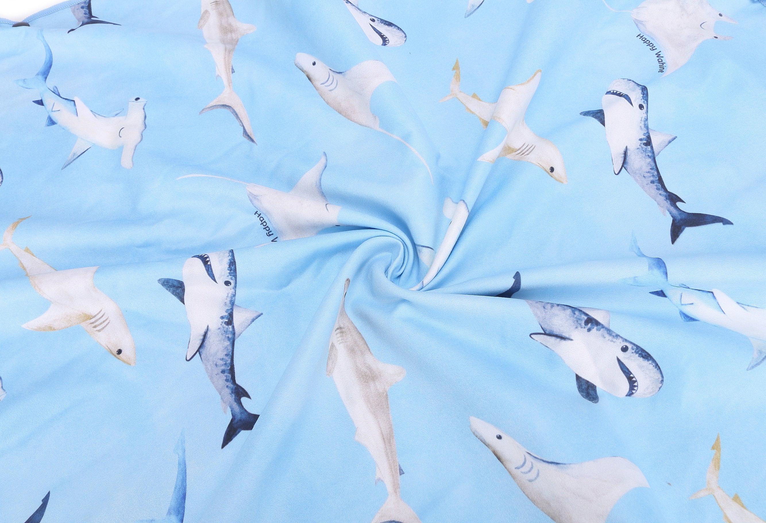 Happy Sharks Blue Hooded Beach Towel Poncho for Teens - Quick Dry Swim Cover Up for Pool, Beach & Water Sports