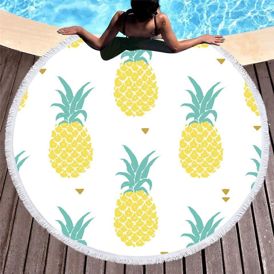 Be A Pineapple Round Beach Towel - Soft, Absorbent & Stylish for Pool, Beach & Summer Vacations