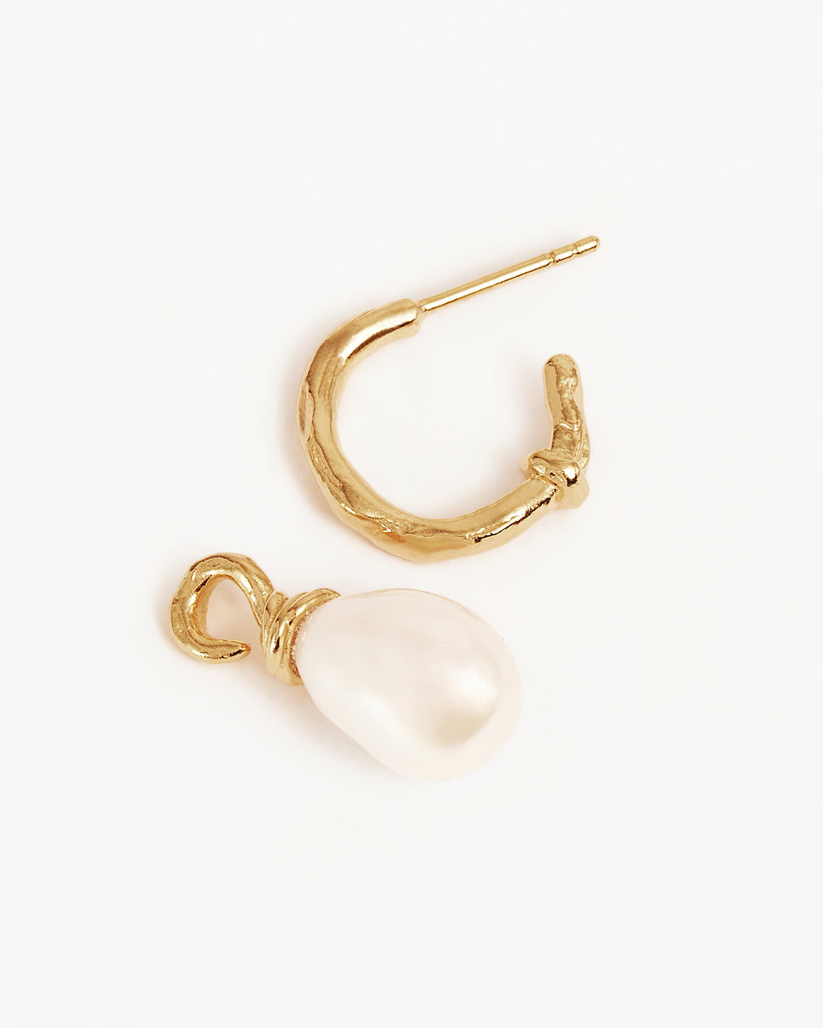 18K Gold Vermeil Whispers of Tranquility Pearl Hoop Earrings - Elegant Pearl Studs for Women, Perfect for Weddings, Parties & Everyday Luxury