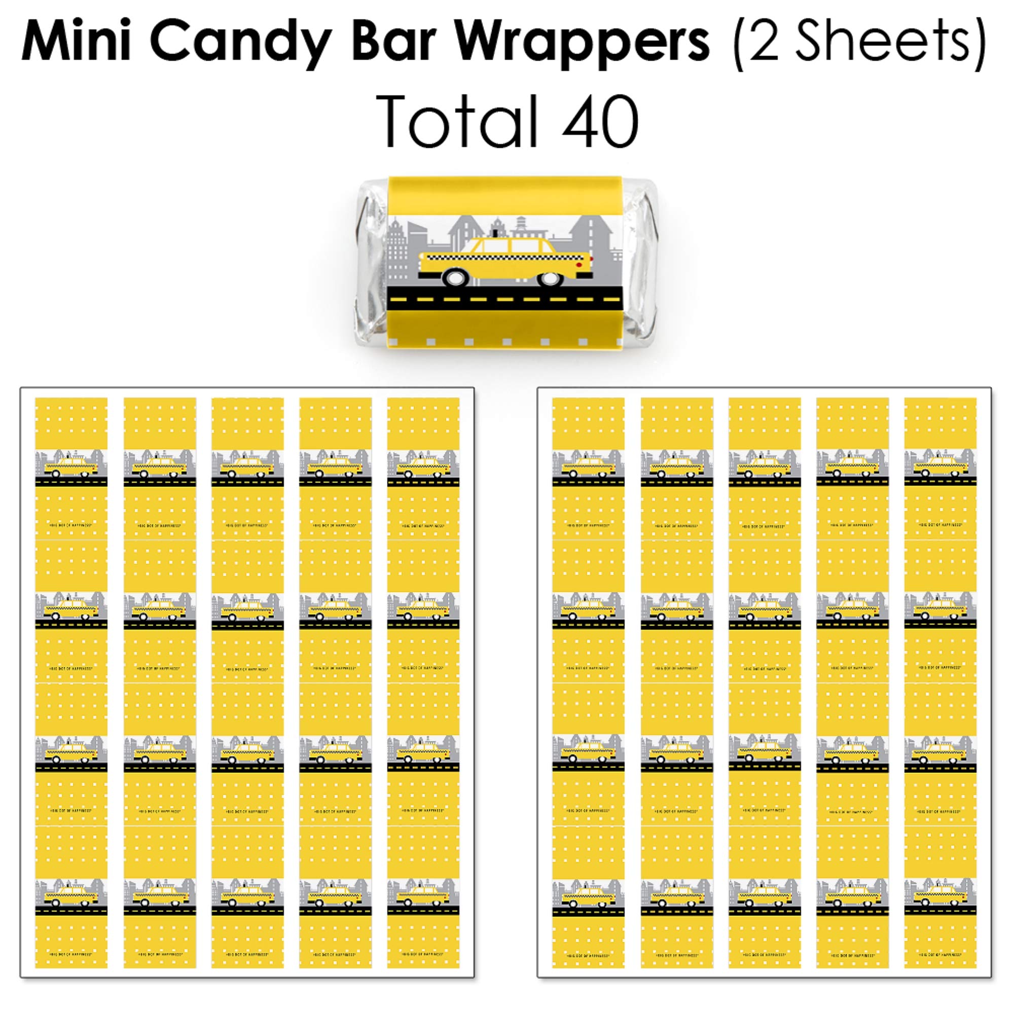 NYC Cityscape Candy Bar Wrappers & Stickers Kit - 304 Piece New York City Party Favors with Round Candy Stickers for Birthday, Baby Shower & Wedding Decorations