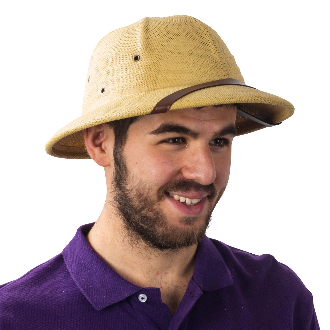 Funny Safari Pith Helmet Hat - Adult Costume Party Hat - French Colonial Beige Sun Hat for Halloween, Cosplay & Jungle Adventure Theme Parties