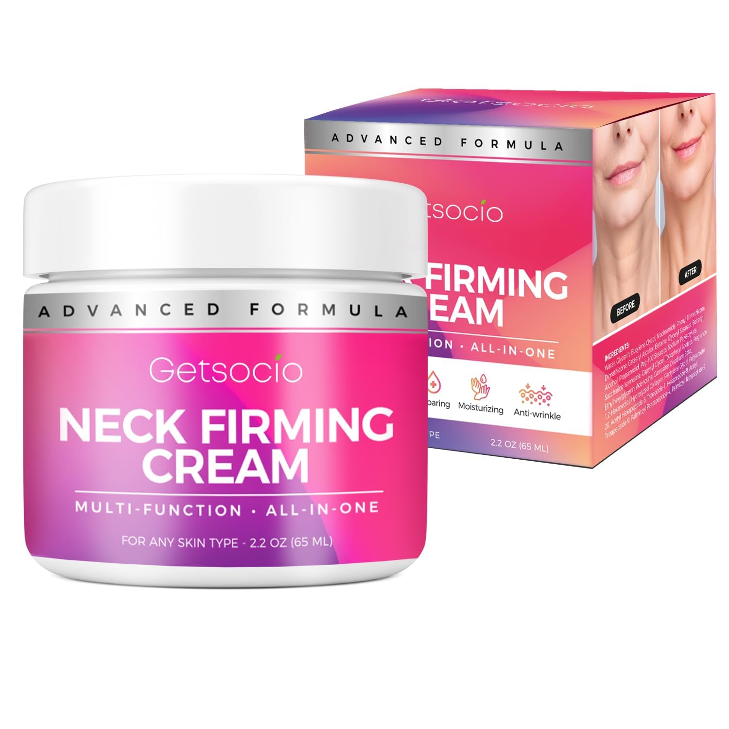 **Retinol Collagen & Hyaluronic Acid Neck Firming Cream – Anti-Aging Face Moisturizer for Wrinkles, Lifting & Hydration – Instant Face Lift Cream for Women | Use for Daily Skincare Routine & Nighttime Rejuvenation**