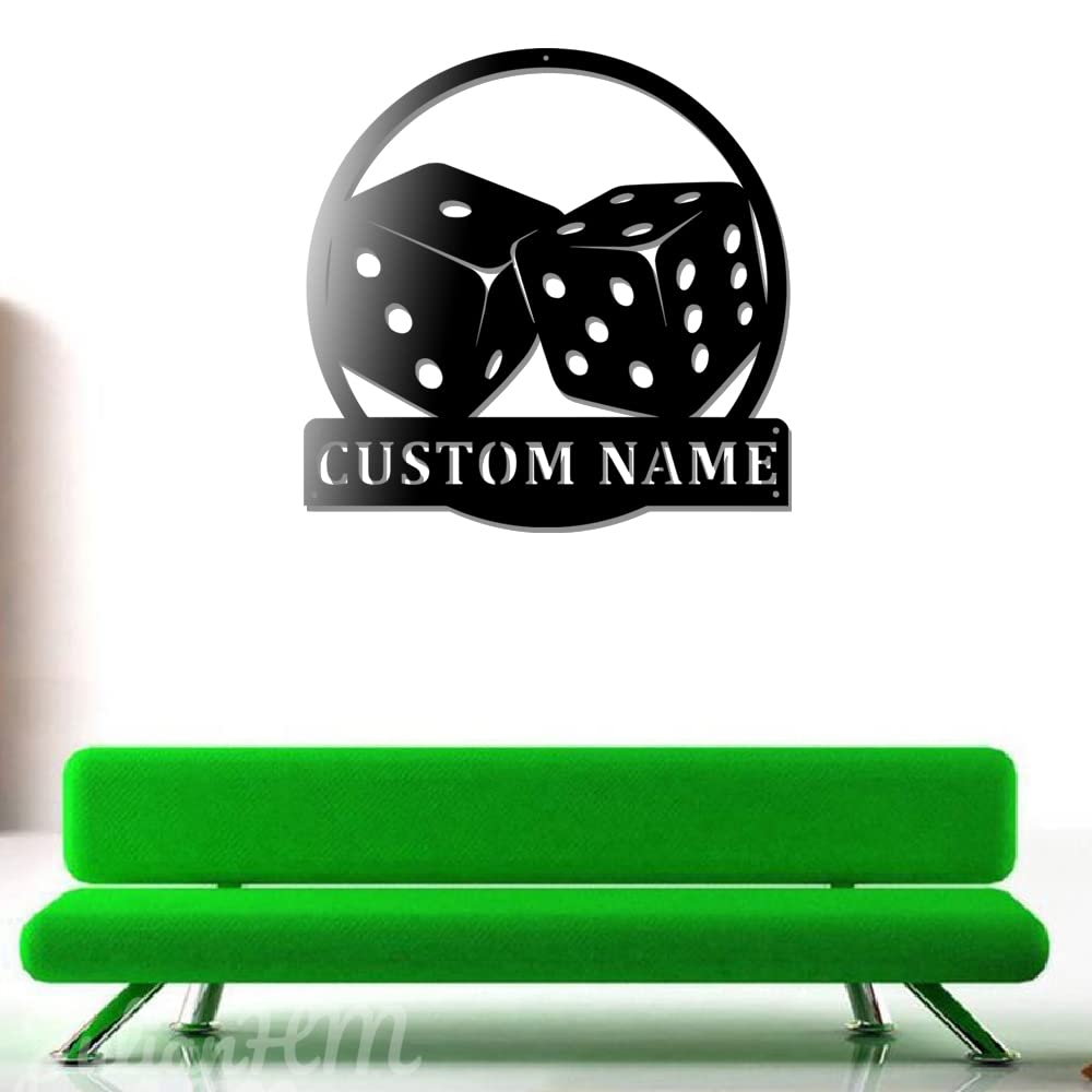 Custom LED Metal Wall Art with Personalized Gamer Name - 16x16 Inch Dice-Themed Home Decor for Gamers | Perfect for Game Rooms, Man Caves & Unique Gifts (Lights Not Included)