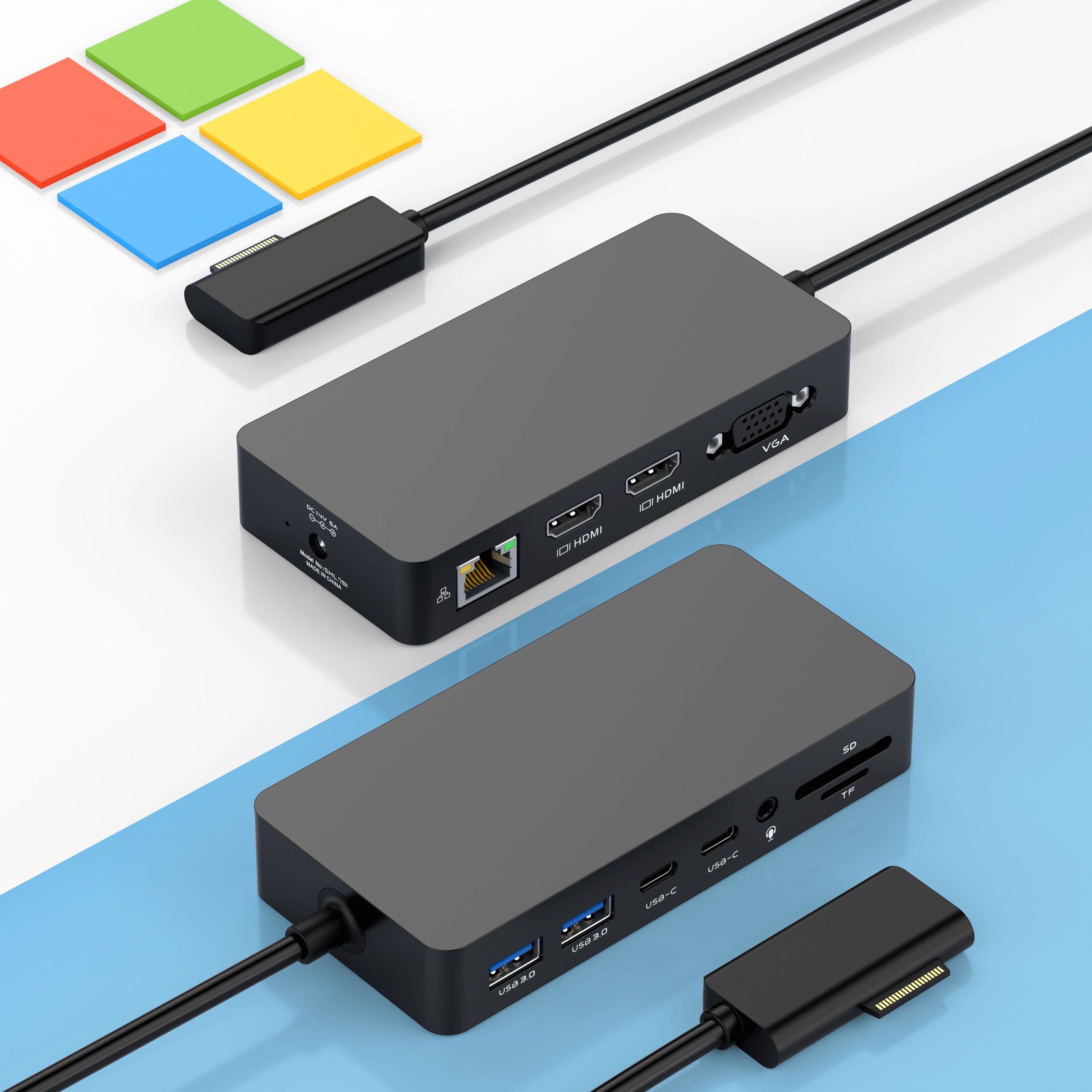 Microsoft Surface Dock Triple Monitor Docking Station - 12-in-1 USB-C Hub with Dual HDMI & VGA Ports, Power Adapter - Compatible with Surface Pro 11/10/9/8/X/7/6/5/4/3, Surface Laptop 7/6/5/4/3/2/1, Surface Book & Laptop Go 3/2 - Perfect for Home Office, Gaming & Multi-Screen Productivity
