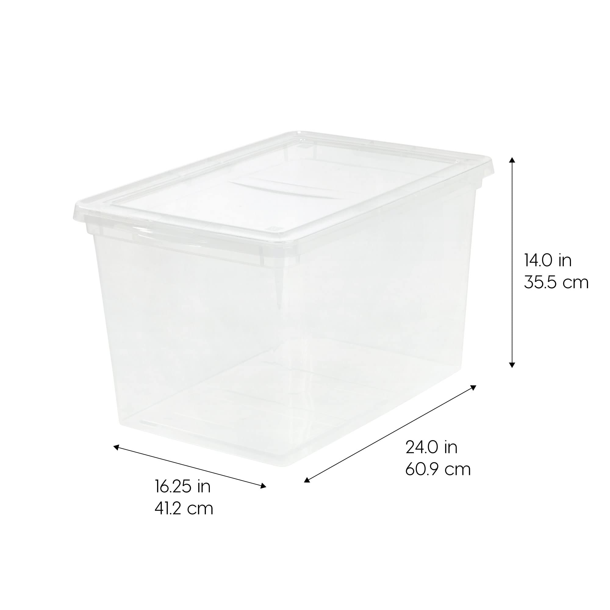 IRIS USA 68 Qt Clear Plastic Storage Bins with Lids - 6 Pack Stackable BPA-Free Organizing Containers for Closet, Clothes, Blankets, Towels | Perfect for Home Organization, Bedroom Storage & Seasonal Items
