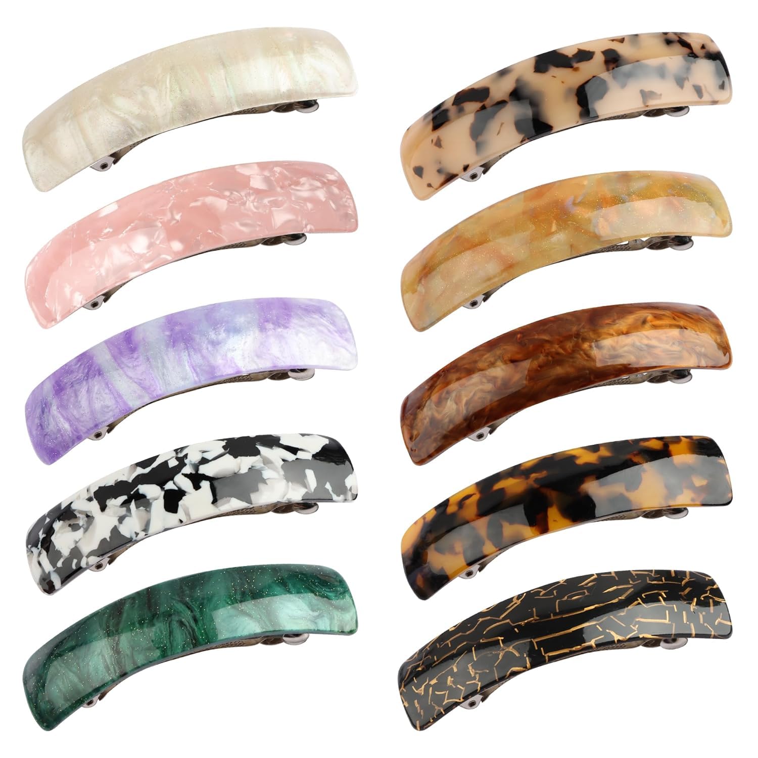 4pcs Retro Acrylic Automatic Hair Clips for Women - Elegant French Design Large Barrettes for Ladies & Girls - Perfect for Everyday Styling, Weddings & Special Occasions