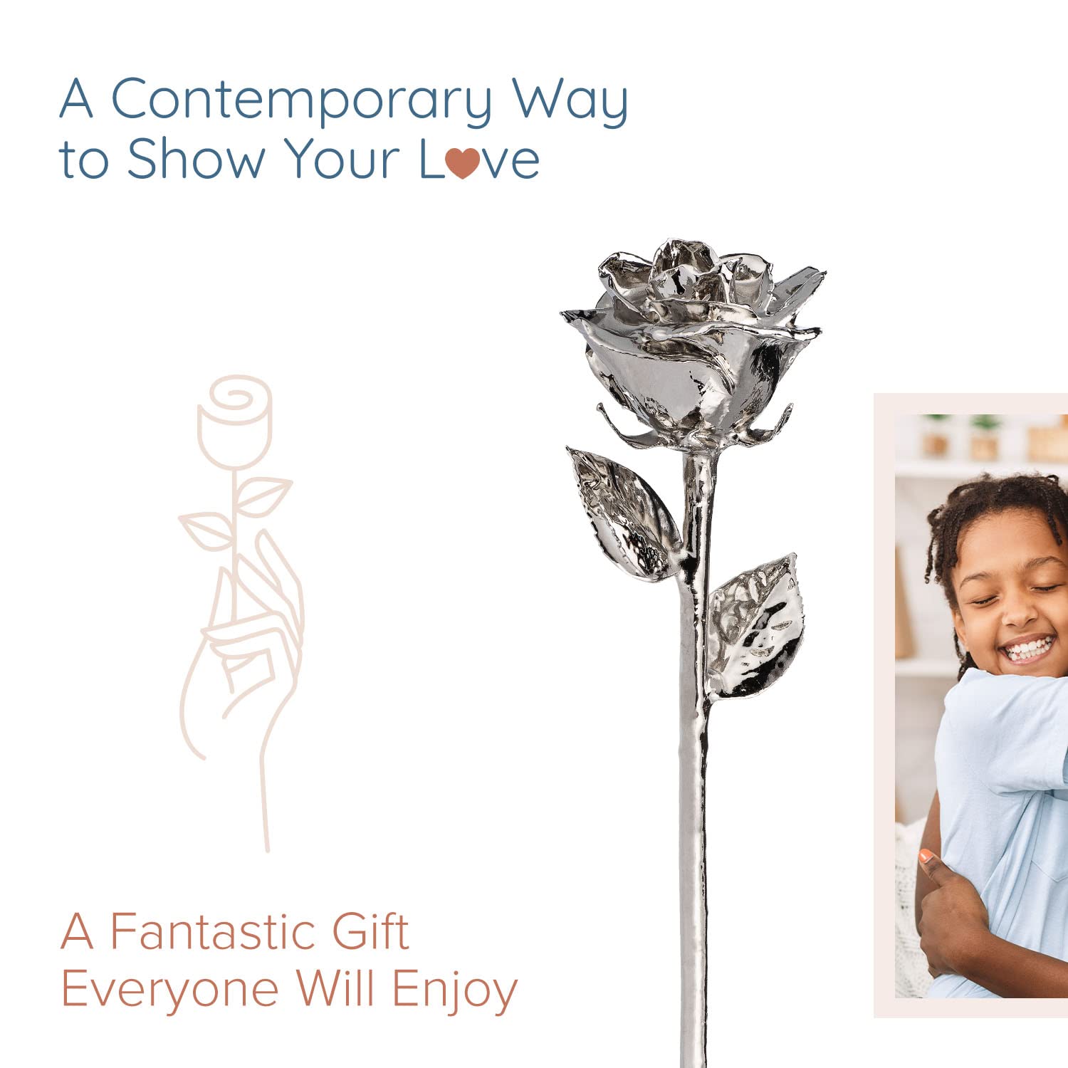 Platinum Dipped Rose - Real 11-12 Inch Preserved Rose Hand Dipped in Platinum | Luxury Gift for Anniversary, Valentine's Day & Wedding Decor